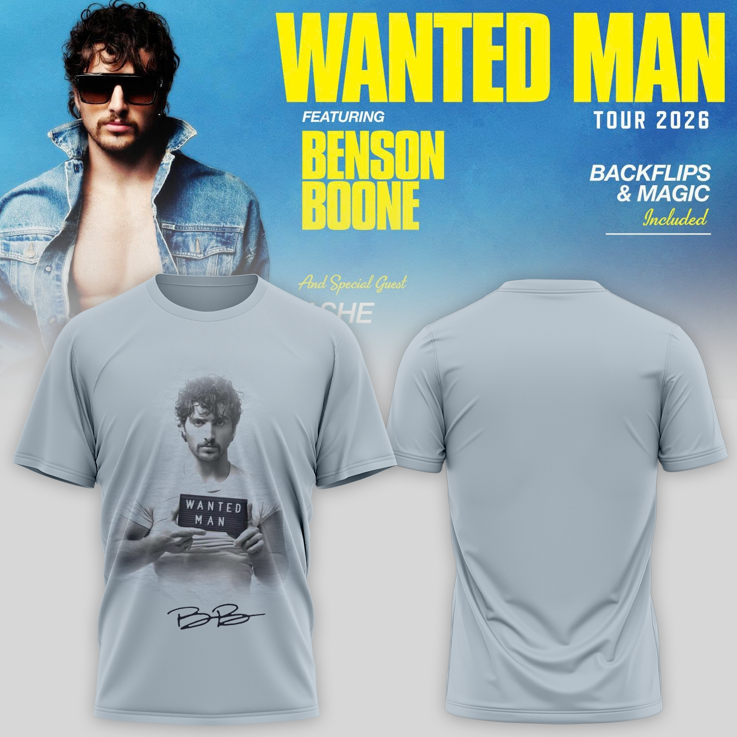 Benson Boone Wanted Man Signed Tour Merchandise T Shirt