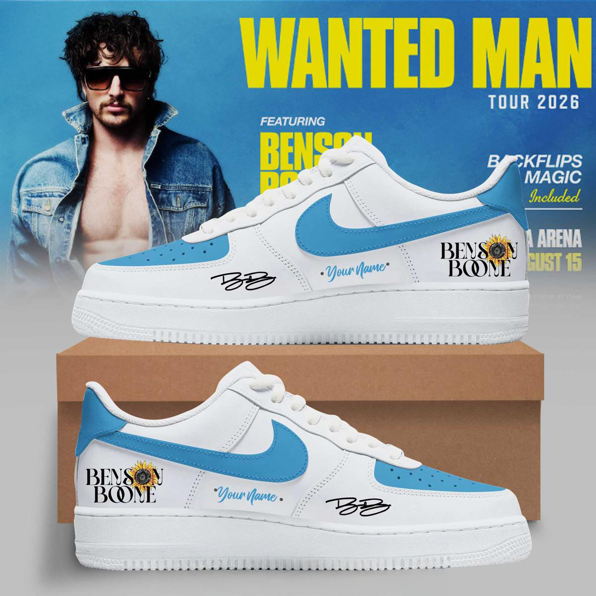 Benson Boone Wanted Man Tour 2026 Air Force 1 Shoes