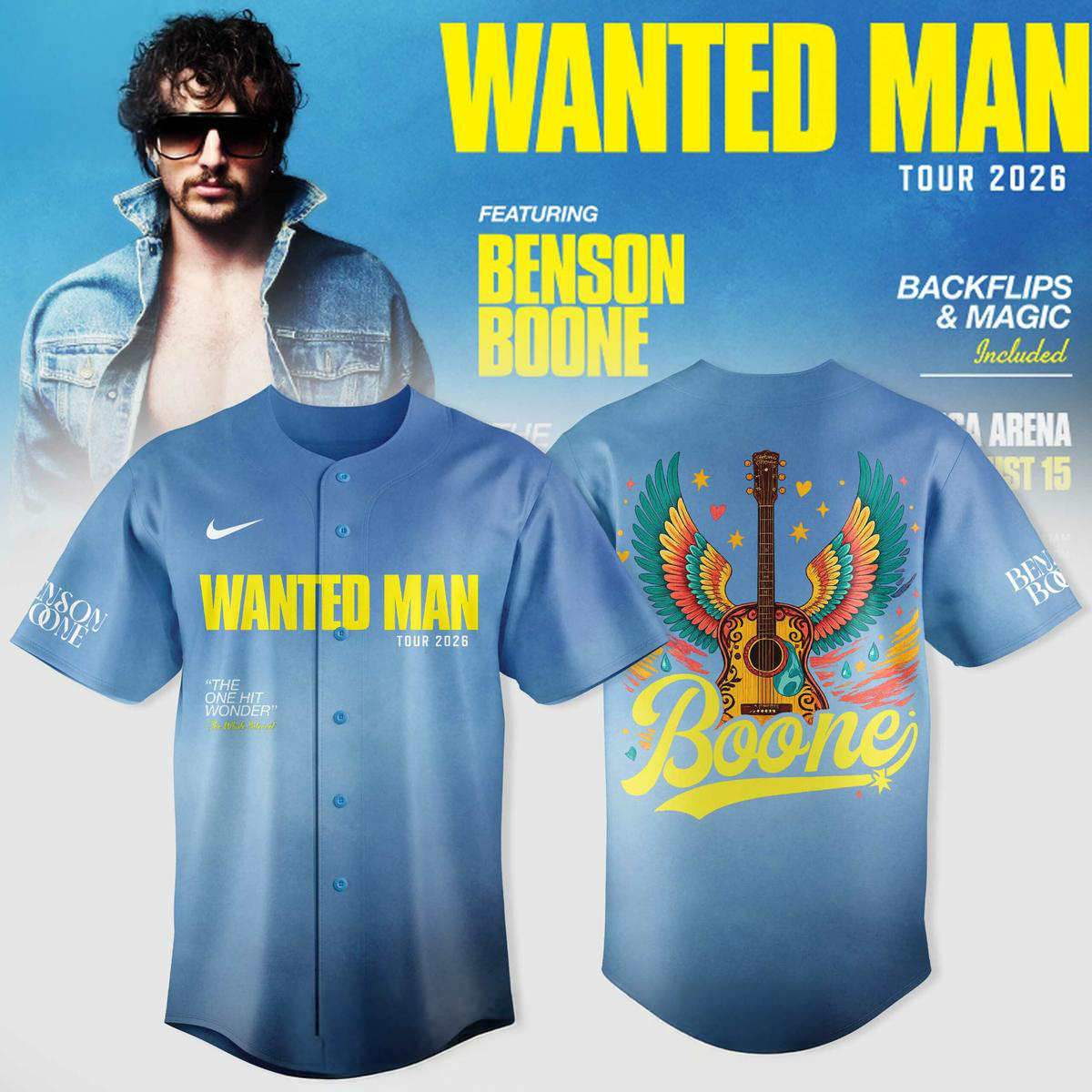 Benson Boone Wanted Man Tour 2026 Jersey