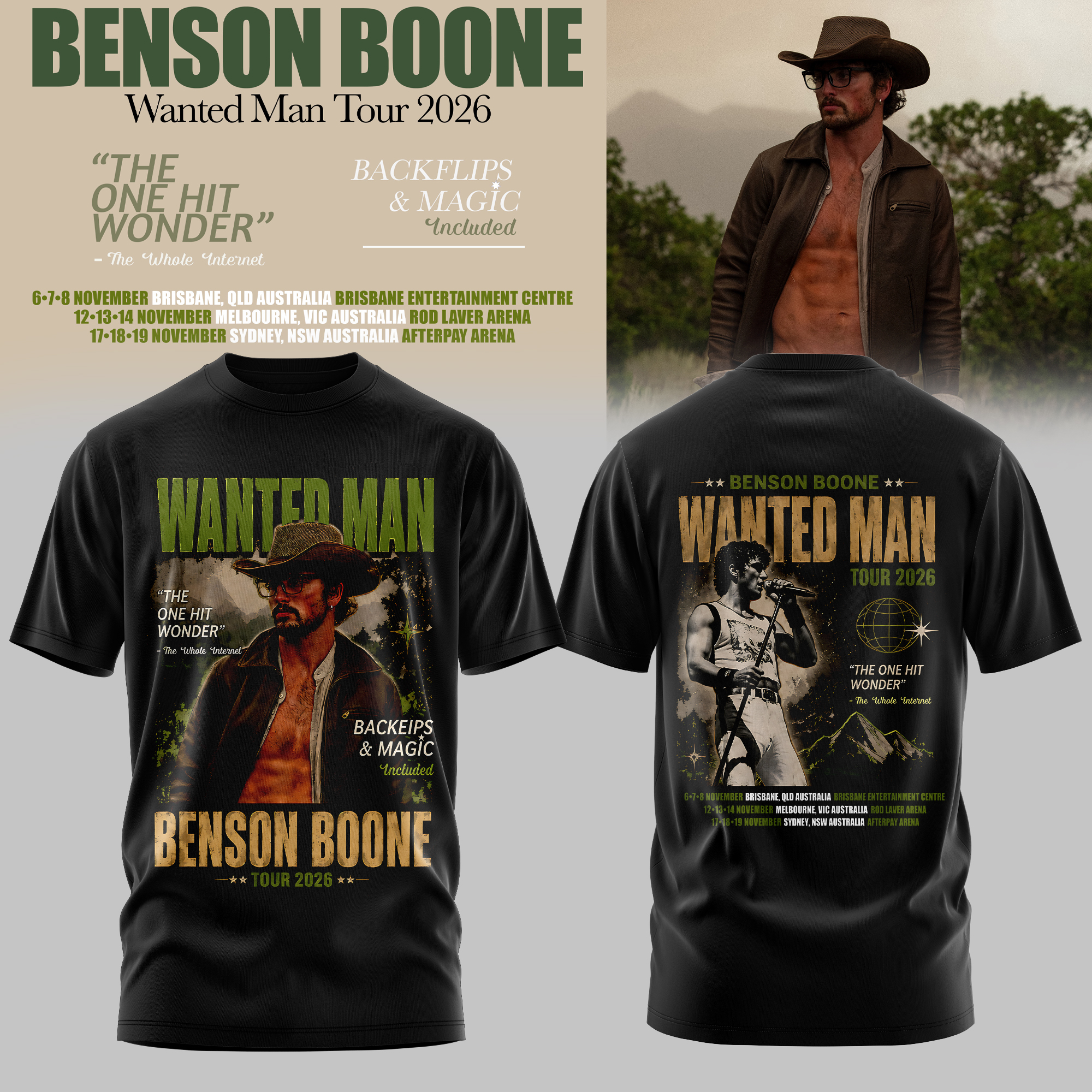 Benson Boone Wanted Man Tour 2026 Official Tour T Shirt Gifts For Fans