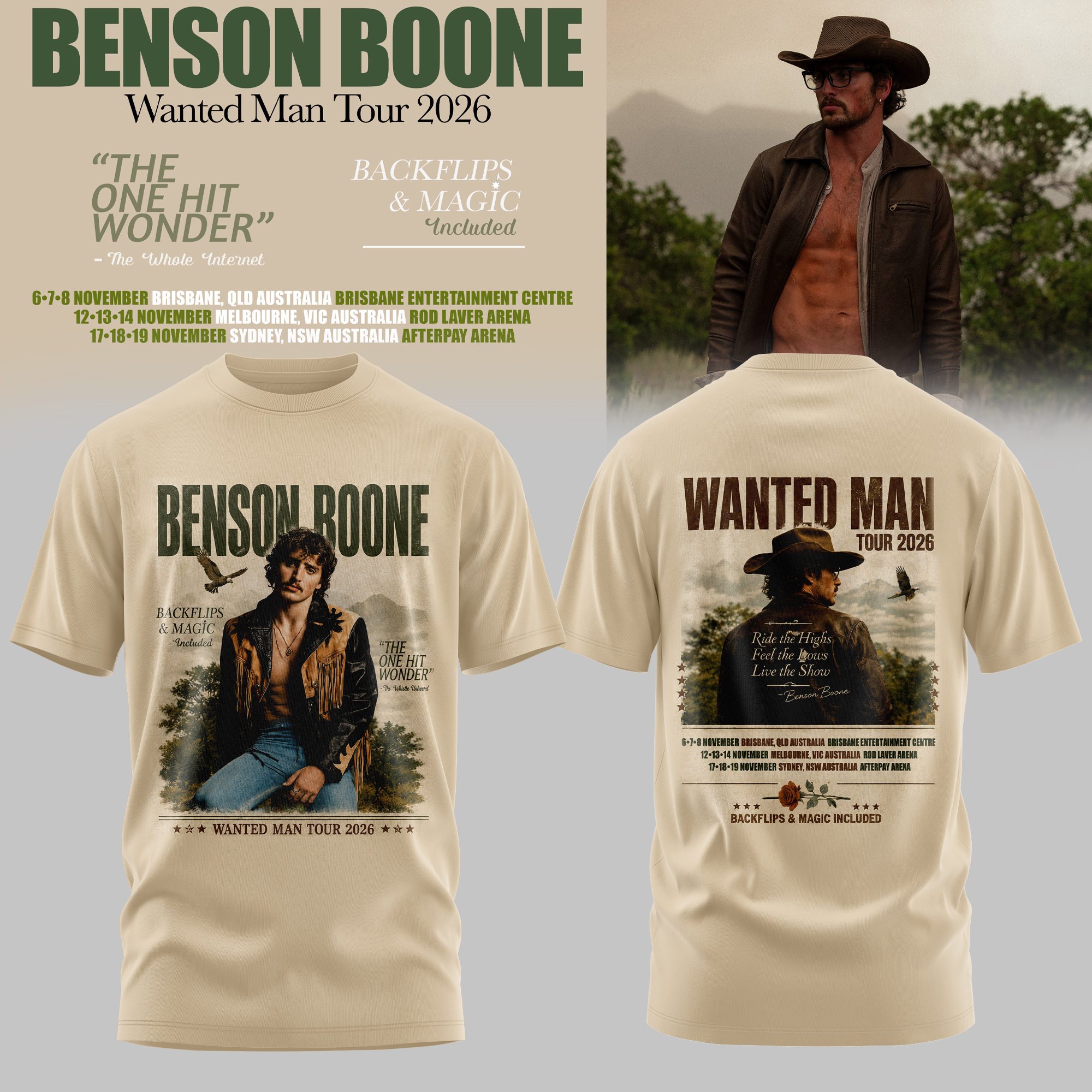 Benson Boone Wanted Man Tour 2026 Premium Fan Graphic Tee Gifts For Fans