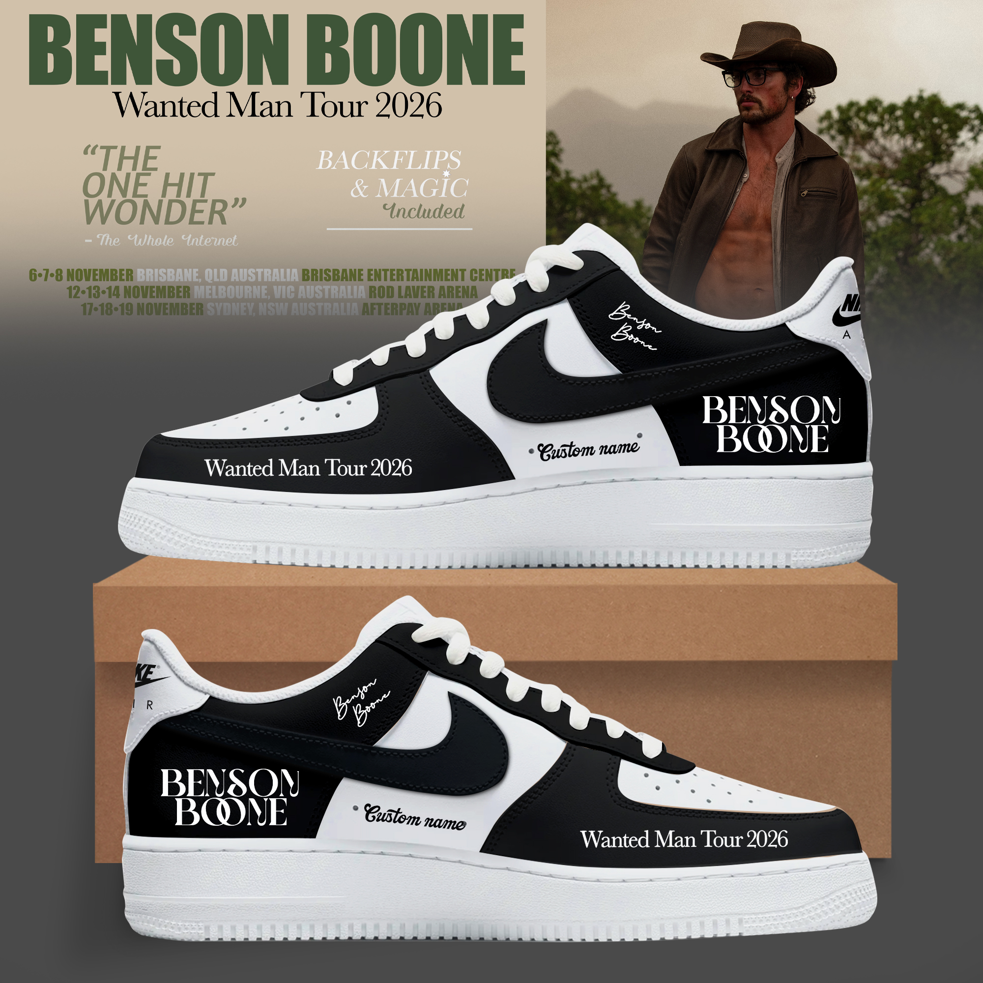 Benson Boone Wanted Man Tour 2026 Signature Sneakers Collection Gifts For Fans