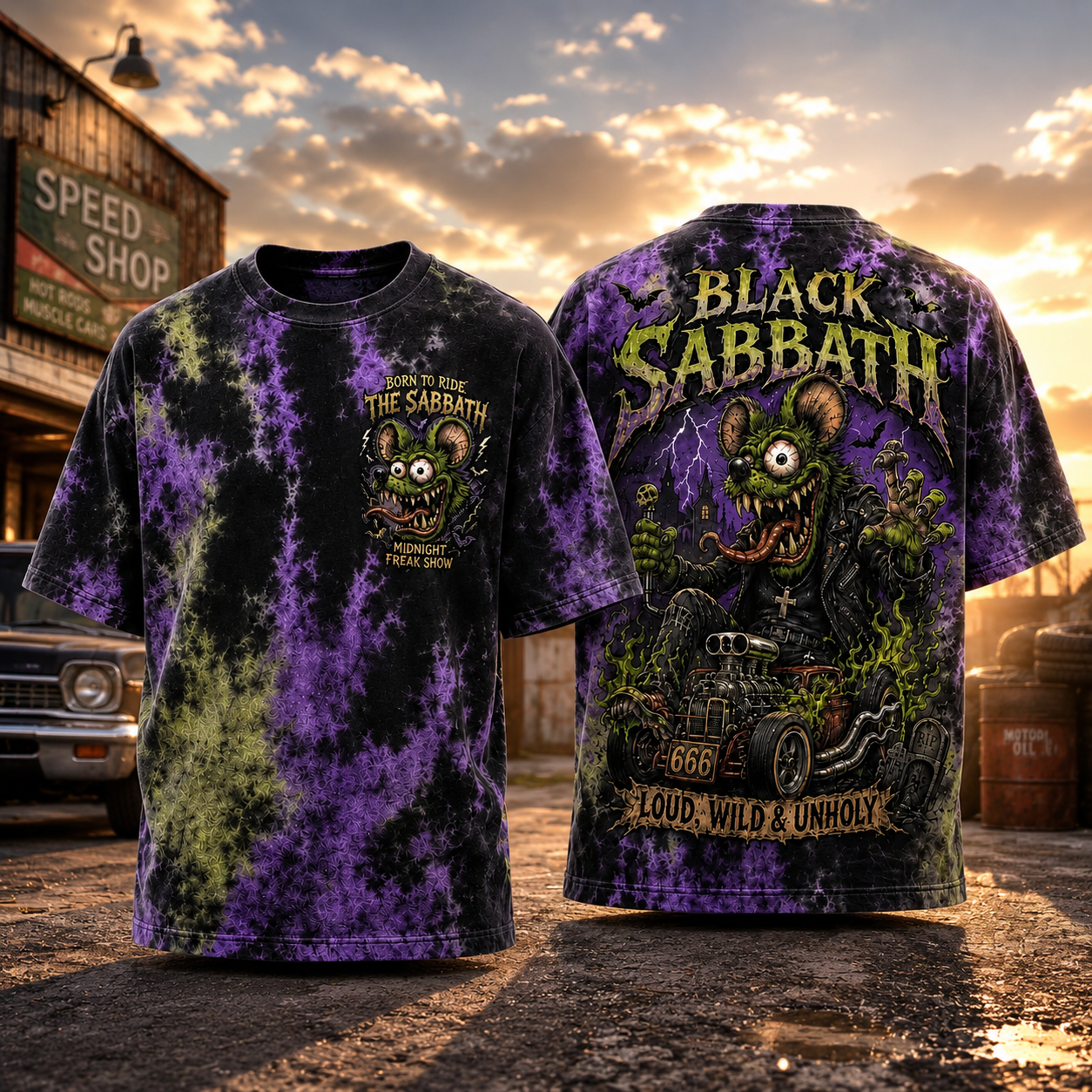 Black Sabbath Loud Wild And Unholy Tie Dye T Shirt Vintage Heavy Metal Band Graphic 2 Sided Unisex Tee Gift For Rock Fans