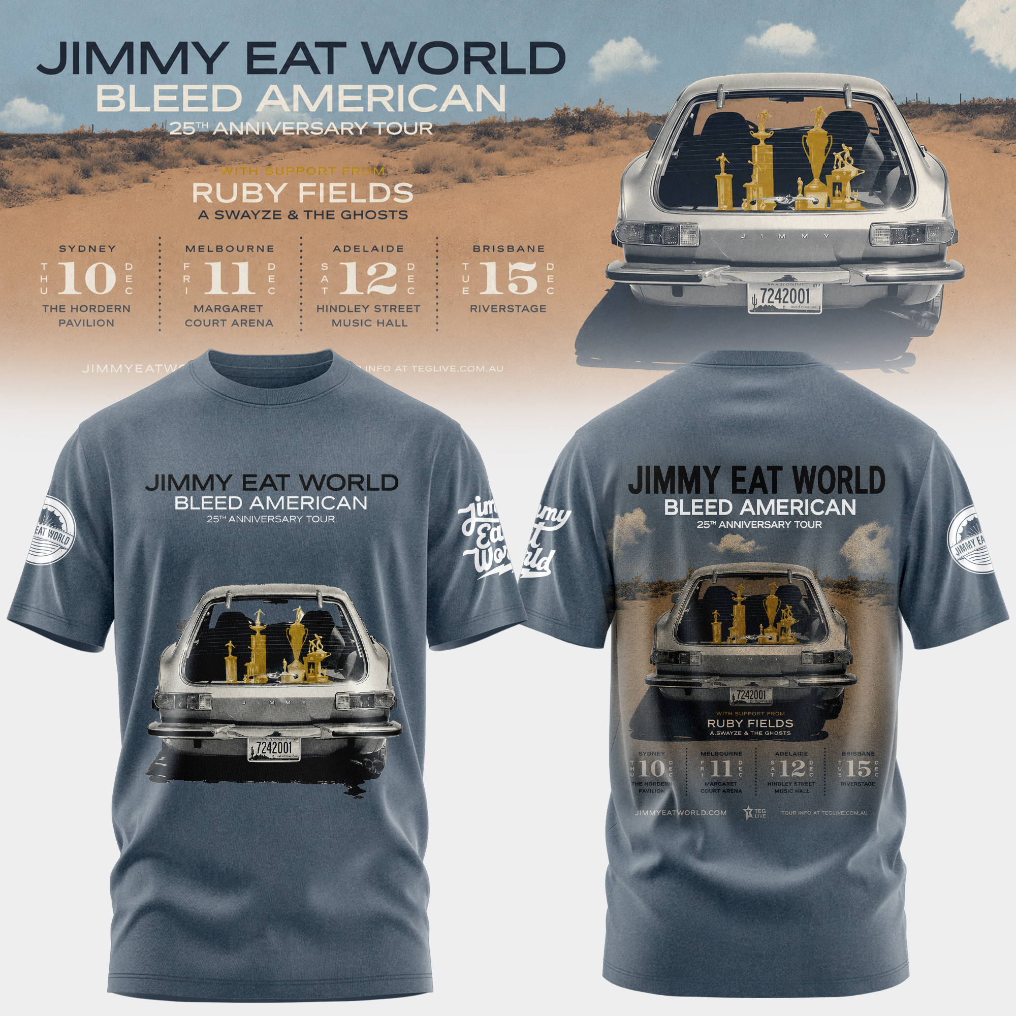 Bleed American 25th Anniversary Tour 2026 3D All Over Print T Shirt Music Fan Merchandise