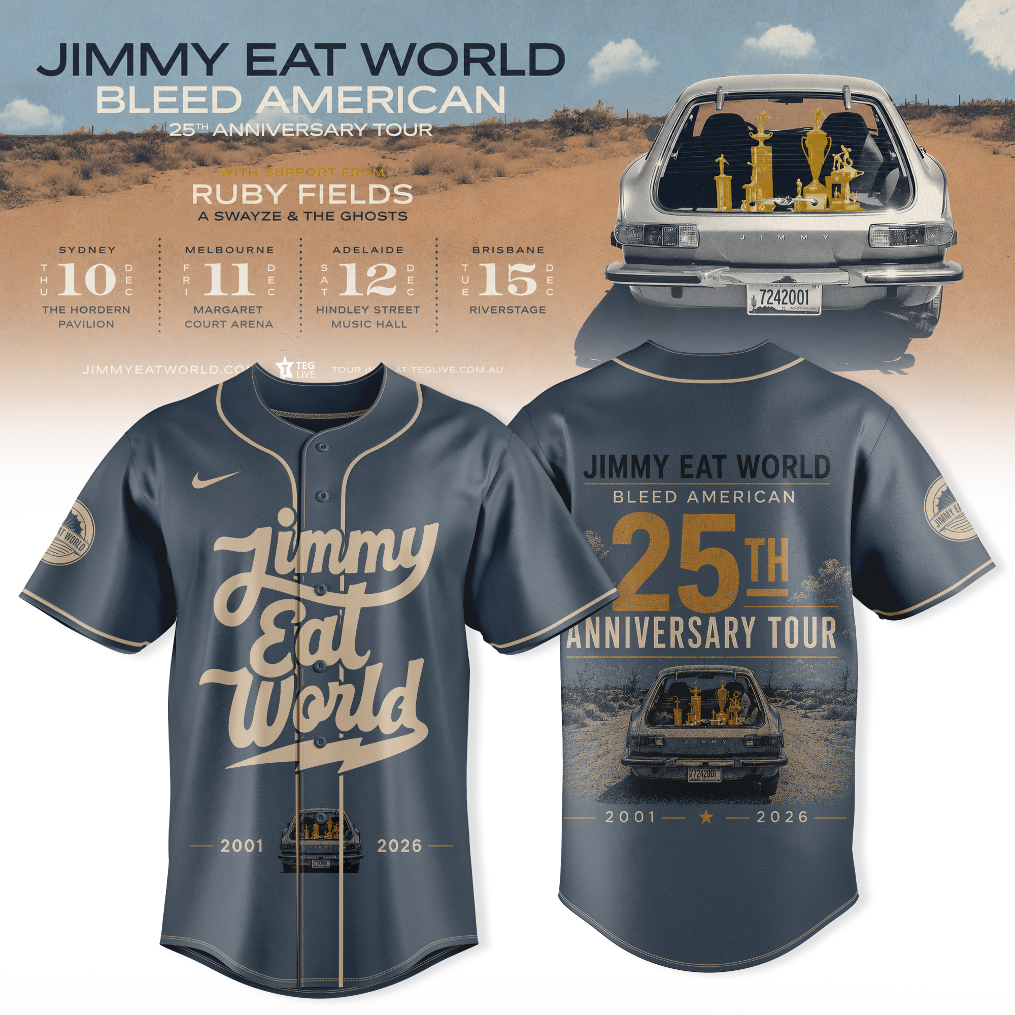 Bleed American 25th Anniversary Tour 2026 Custom Style Baseball Jersey Music Merchandise