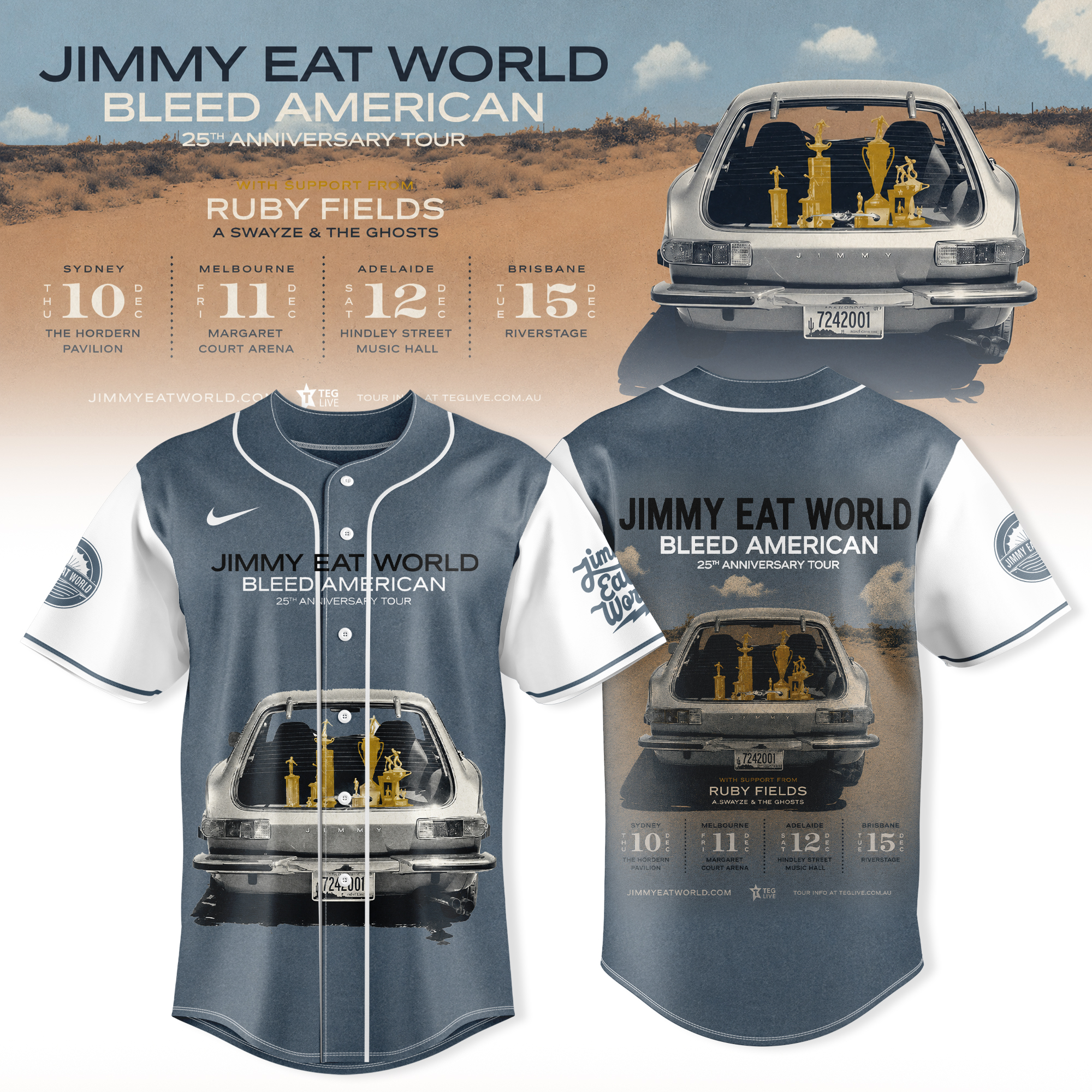 Bleed American 25th Anniversary Tour 2026 Premium 3D Baseball Jersey Concert Fan Wear