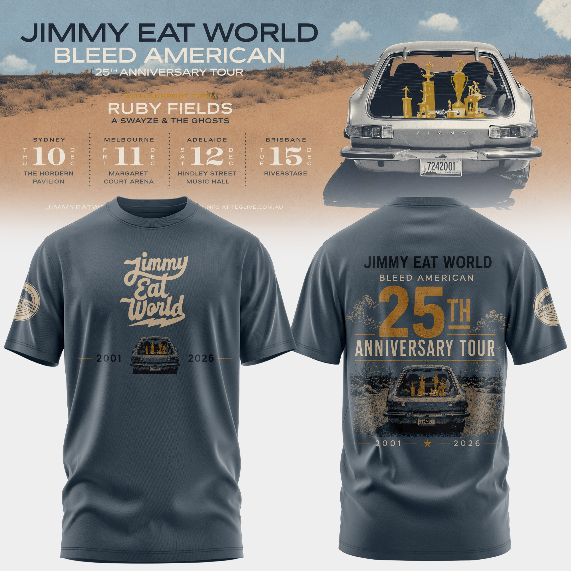 Bleed American 25th Anniversary Tour 2026 Premium 3D Graphic T Shirt Concert Collection