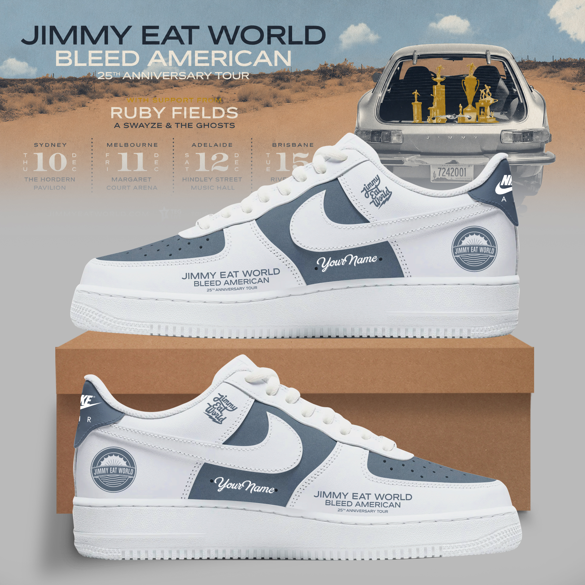Bleed American 25th Anniversary Tour Custom Air Force Style 3D Sneakers Fan Shoes