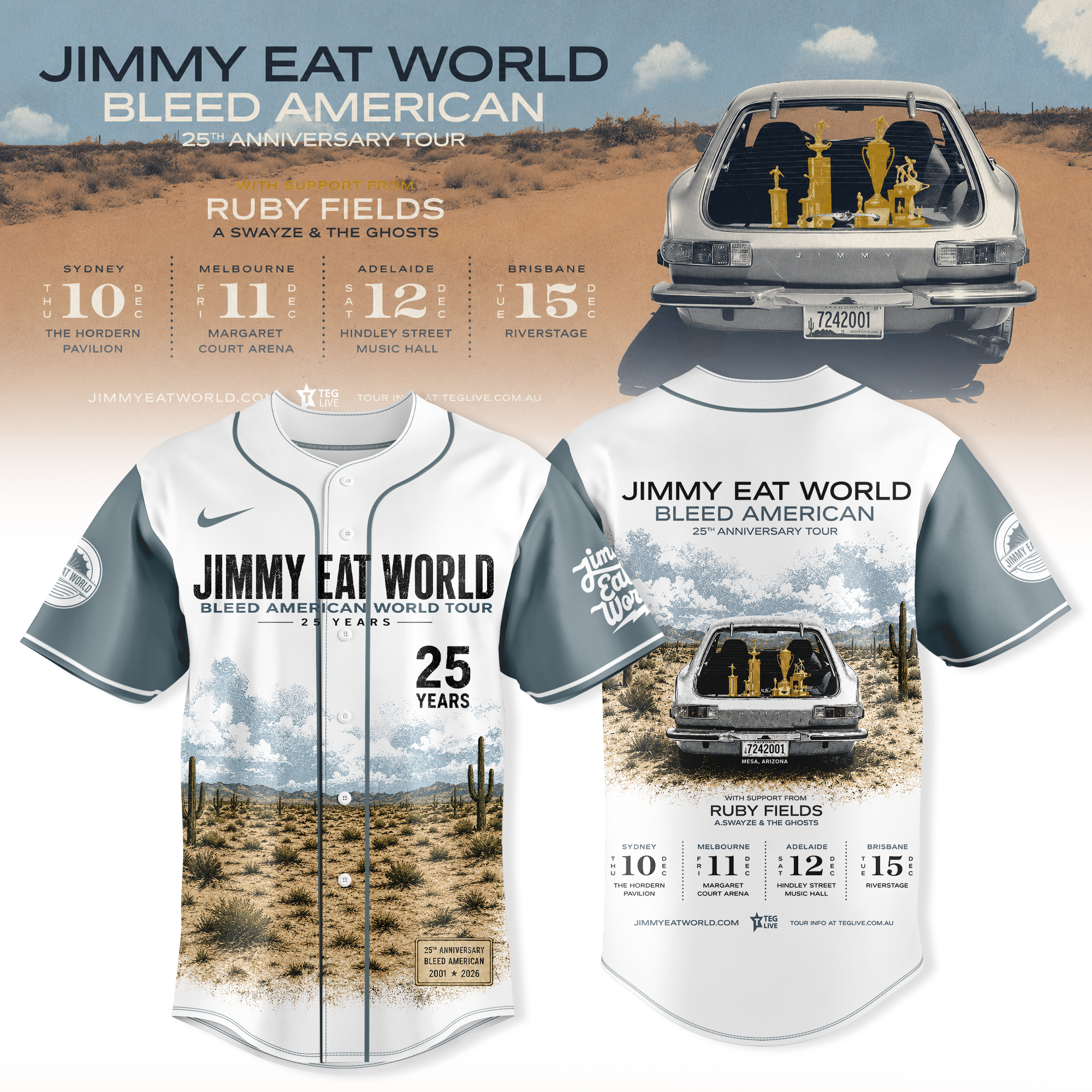 Bleed American 25th Anniversary Tour Premium 3D Baseball Jersey Limited Fan Edition