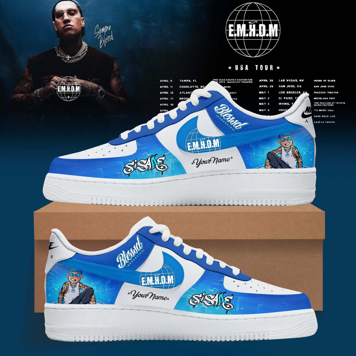Blessd EMHDM Tour 2026 North America Air Force 1 Shoes