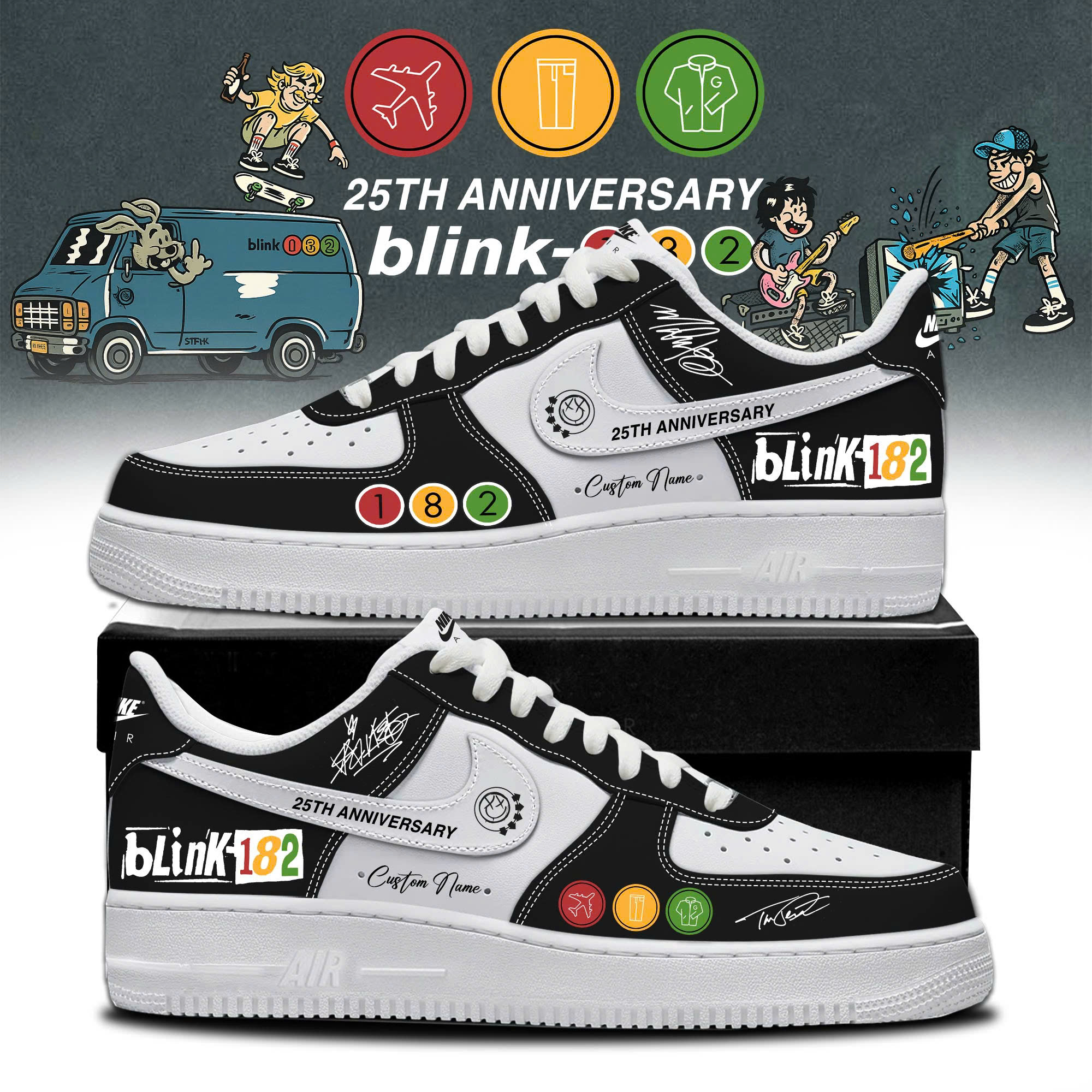 Blink 182 Twenty Fifth Anniversary Official Air Force 1 Fan Sneakers