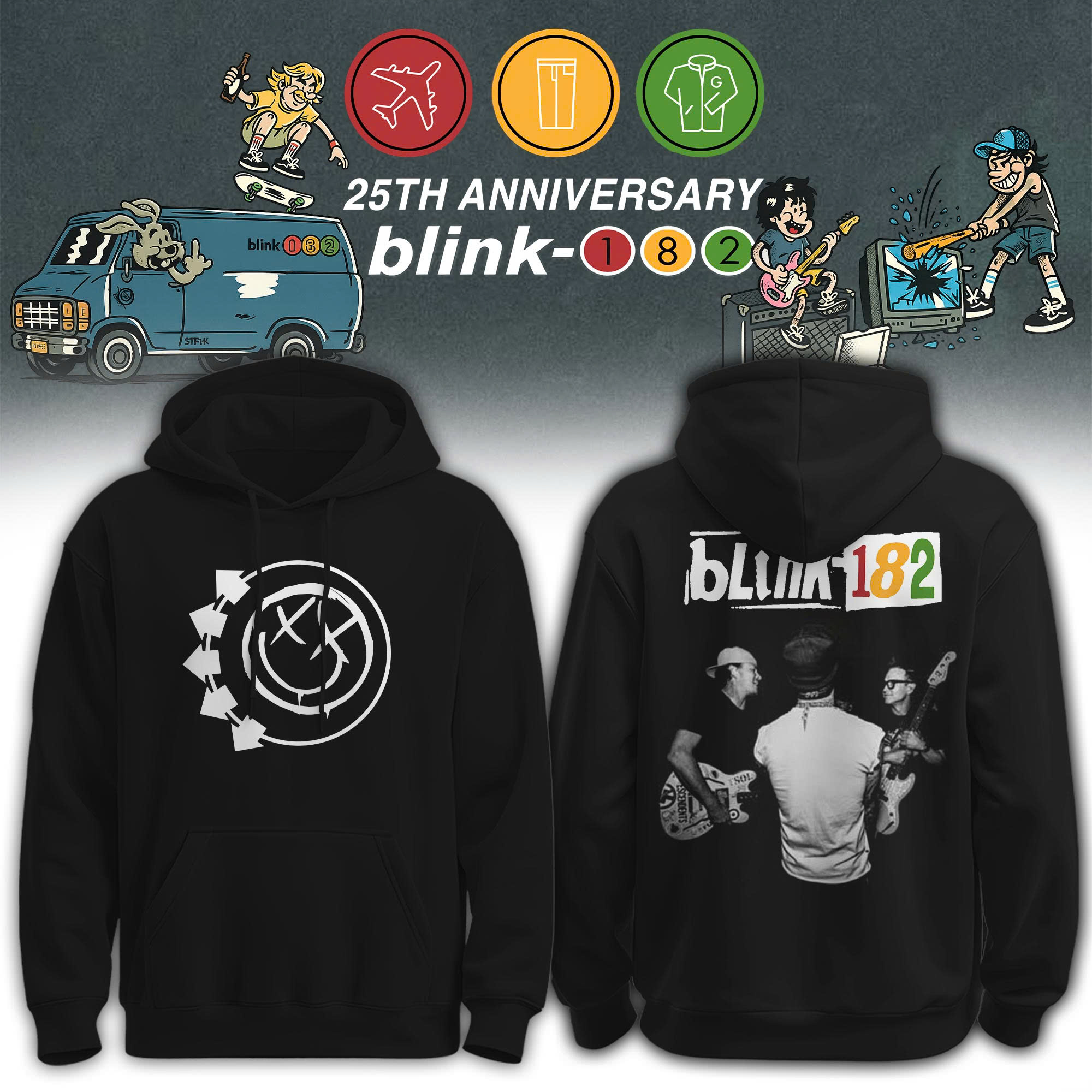 Blink 182 Twenty Fifth Anniversary Official Tour Hoodie Collection