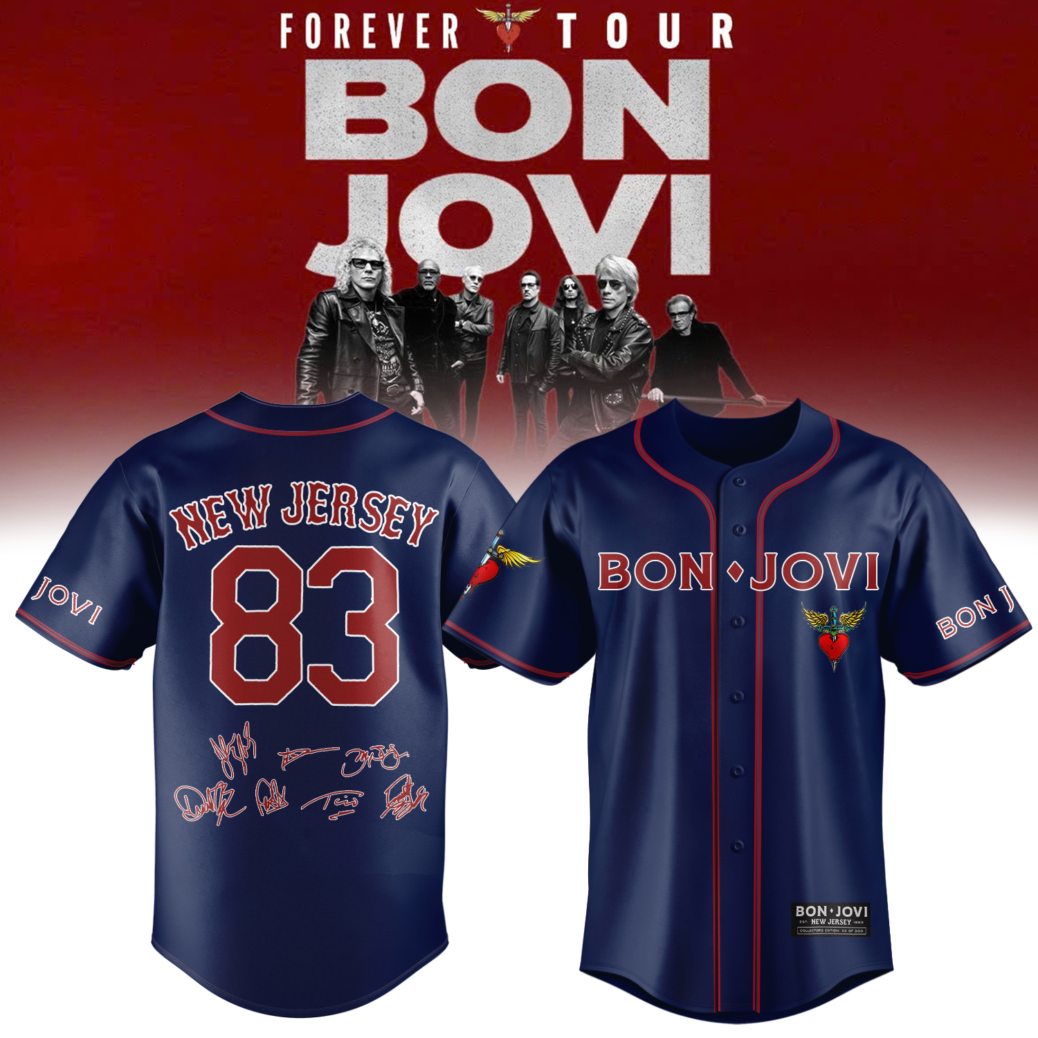 Bon Jovi Forever Tour 2026 Collector Baseball Jersey Fan Edition