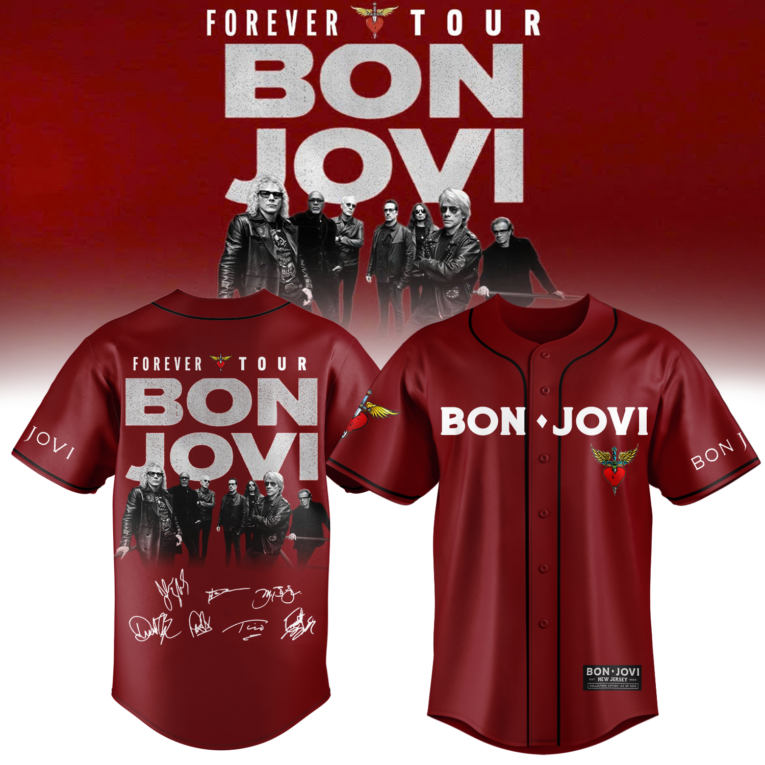 Bon Jovi Forever Tour 2026 Limited Edition Baseball Jersey Fan Collection