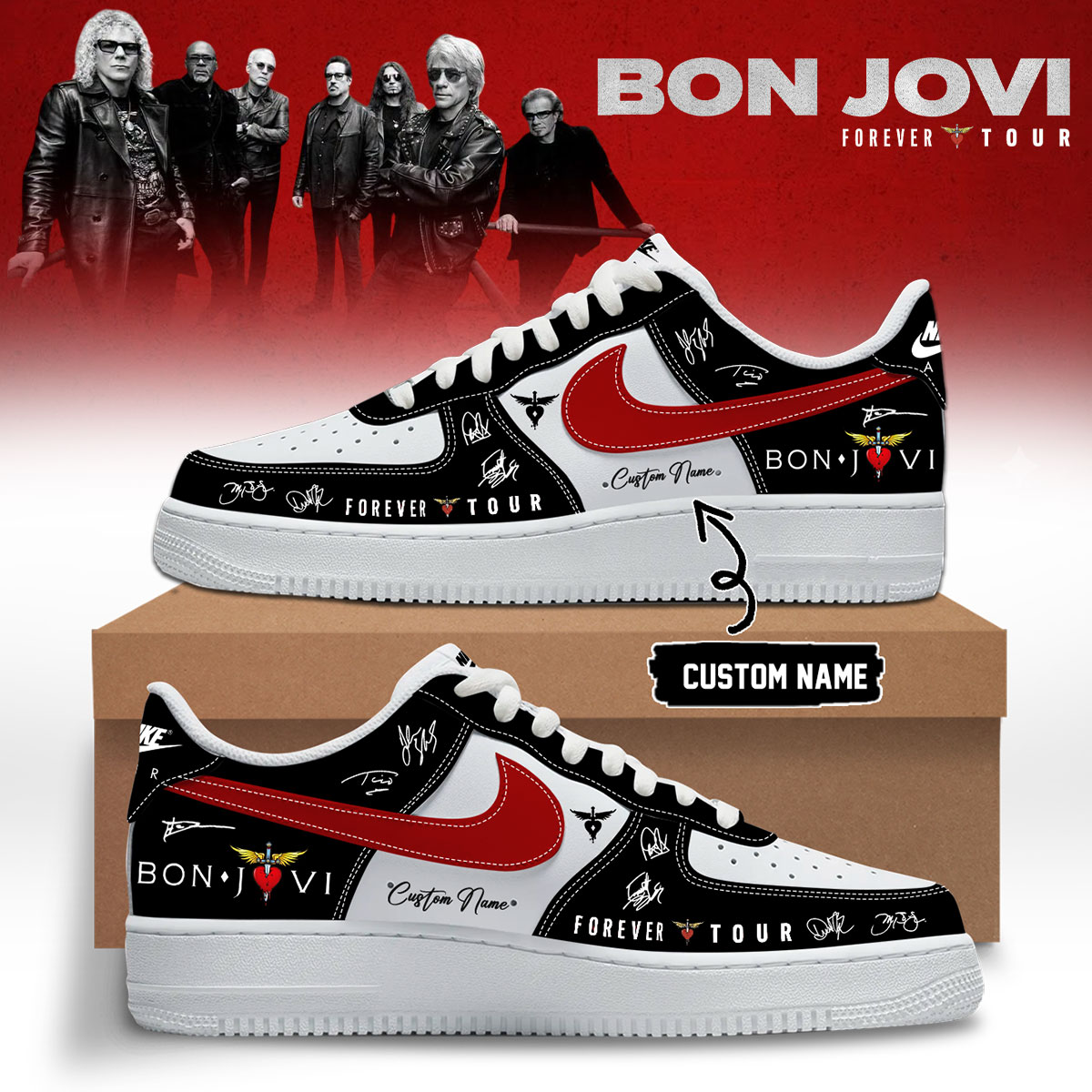 Bon Jovi Forever Tour 2026 Premium Rock Band Signature Sneakers