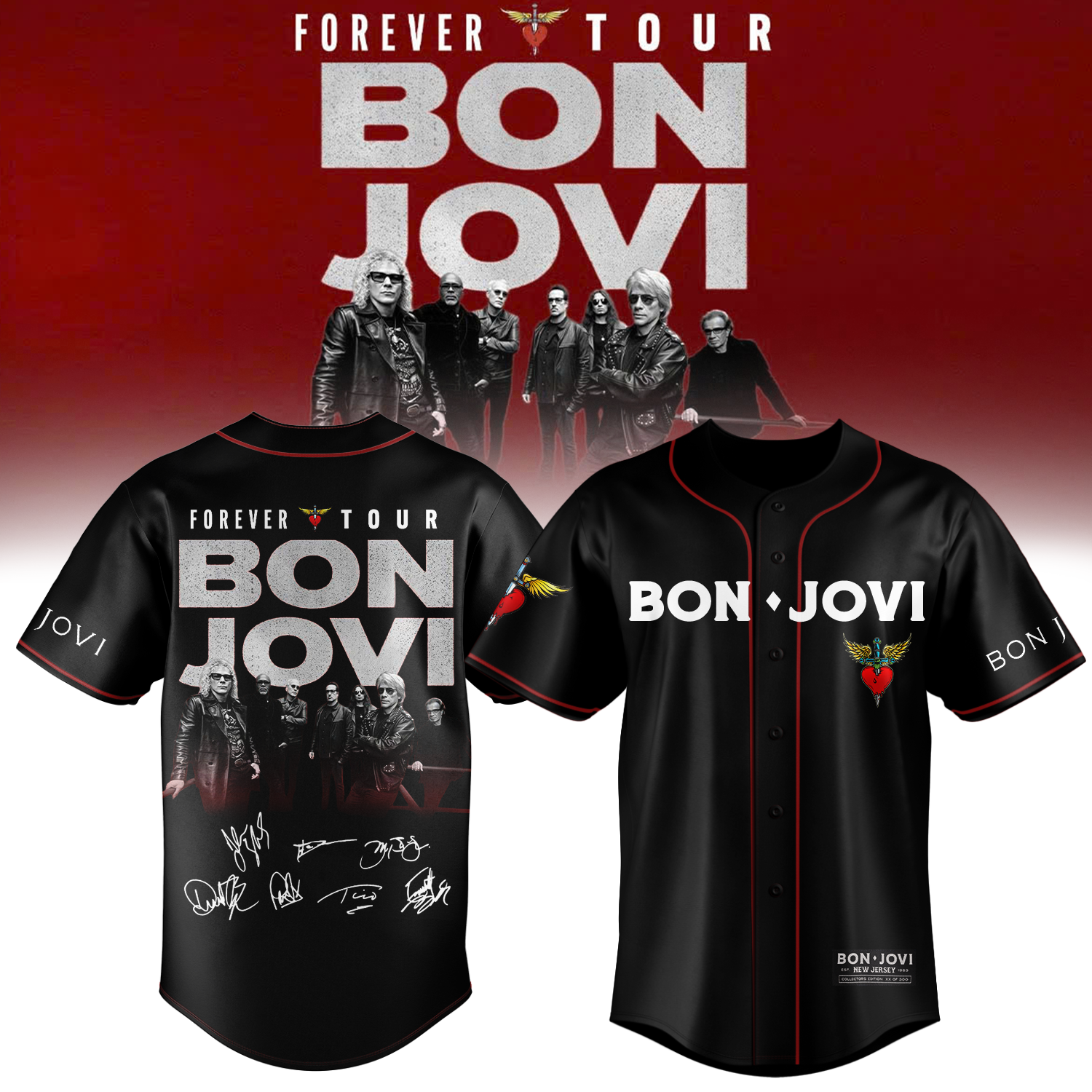 Bon Jovi Forever Tour 2026 Premium Signature Baseball Jersey Collection