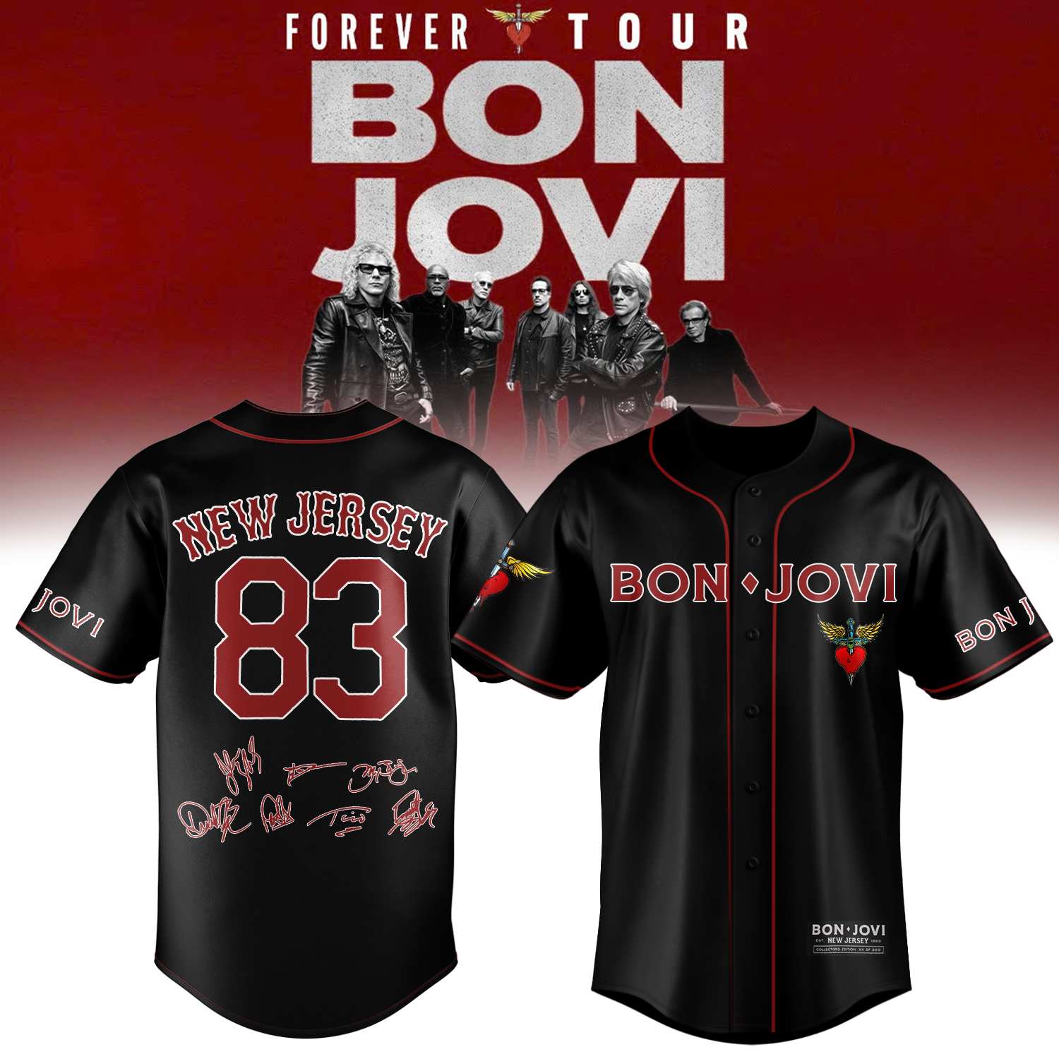 Bon Jovi Forever Tour 2026 Premium Signature Baseball Jersey Collection1