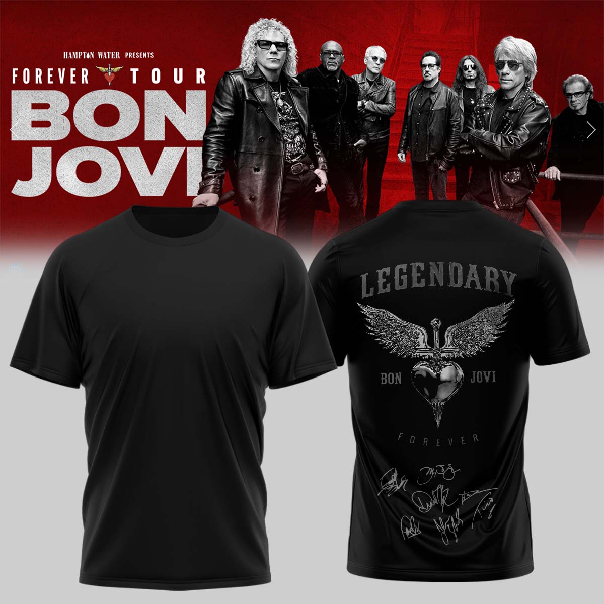 Bon Jovi Forever Tour Signature Collection Collector Fan Graphic T Shirt