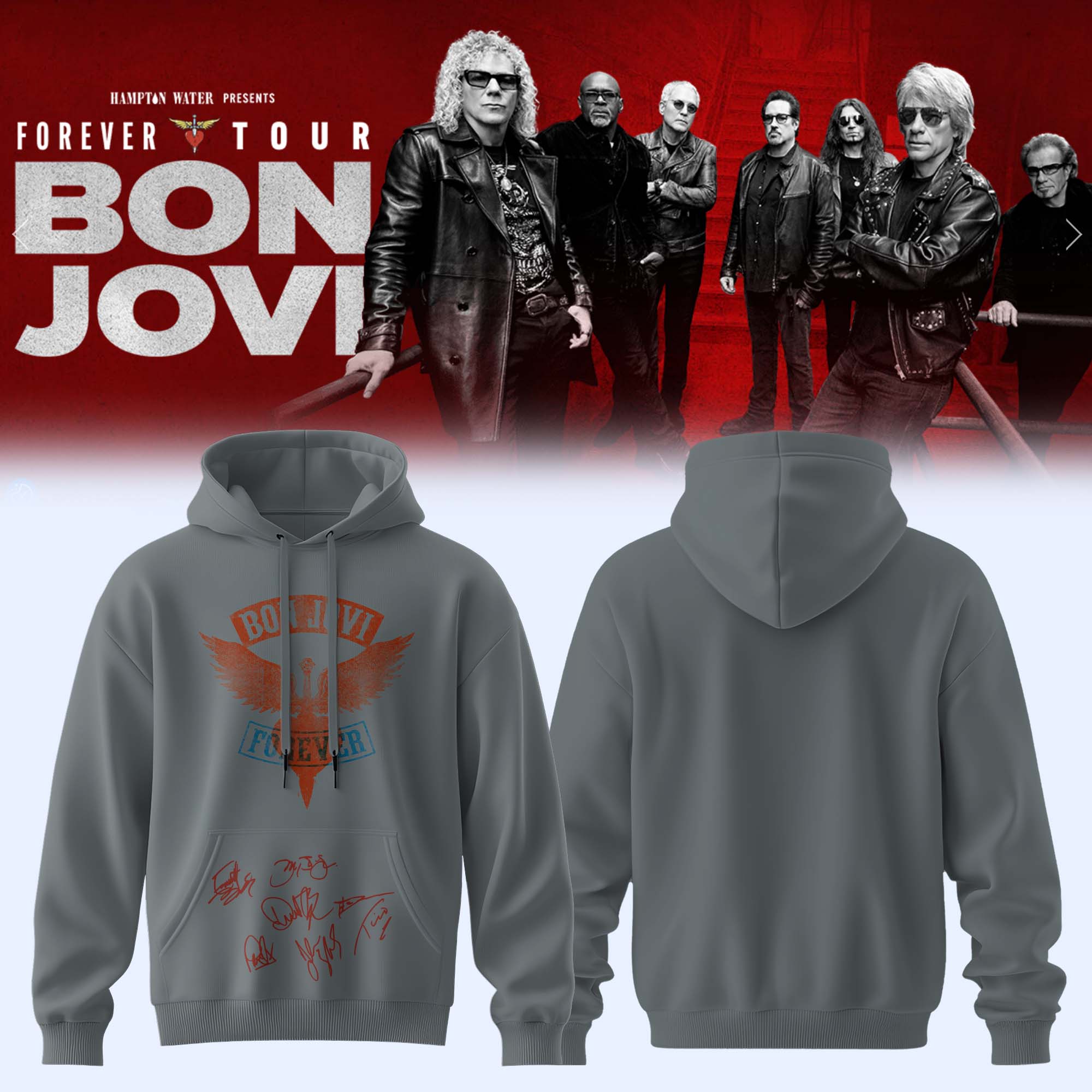 Bon Jovi Forever Tour Signature Collection Exclusive Fan Hoodie Edition