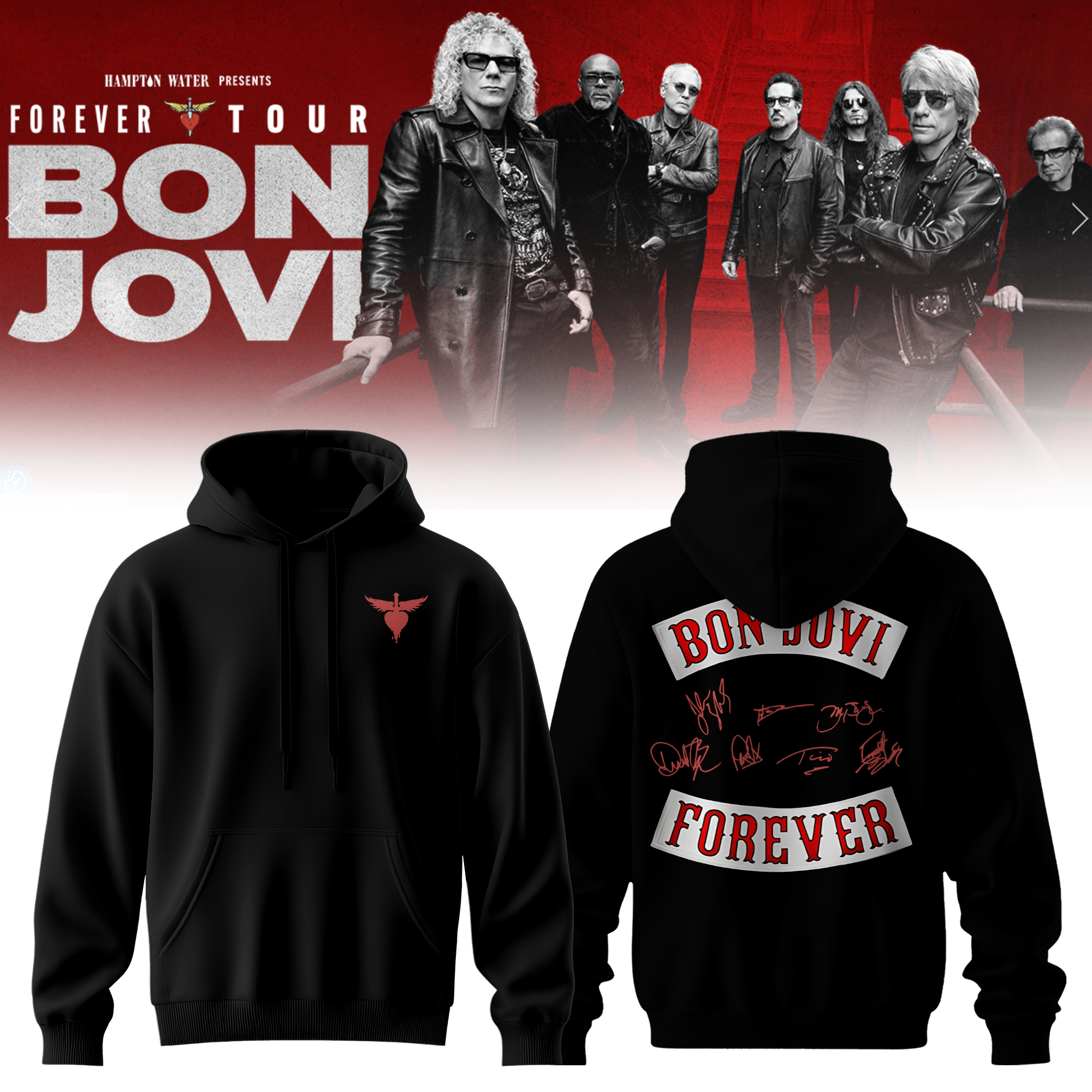 Bon Jovi Forever Tour Signature Collection Official Fan Hoodie Edition