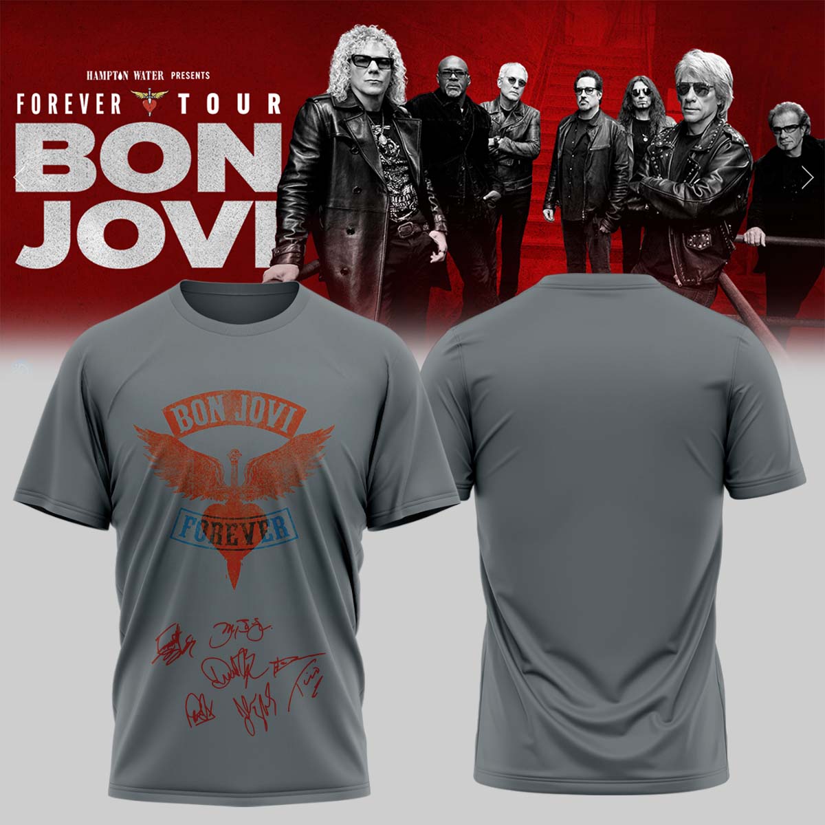 Bon Jovi Forever Tour Signature Collection Official Graphic T Shirt