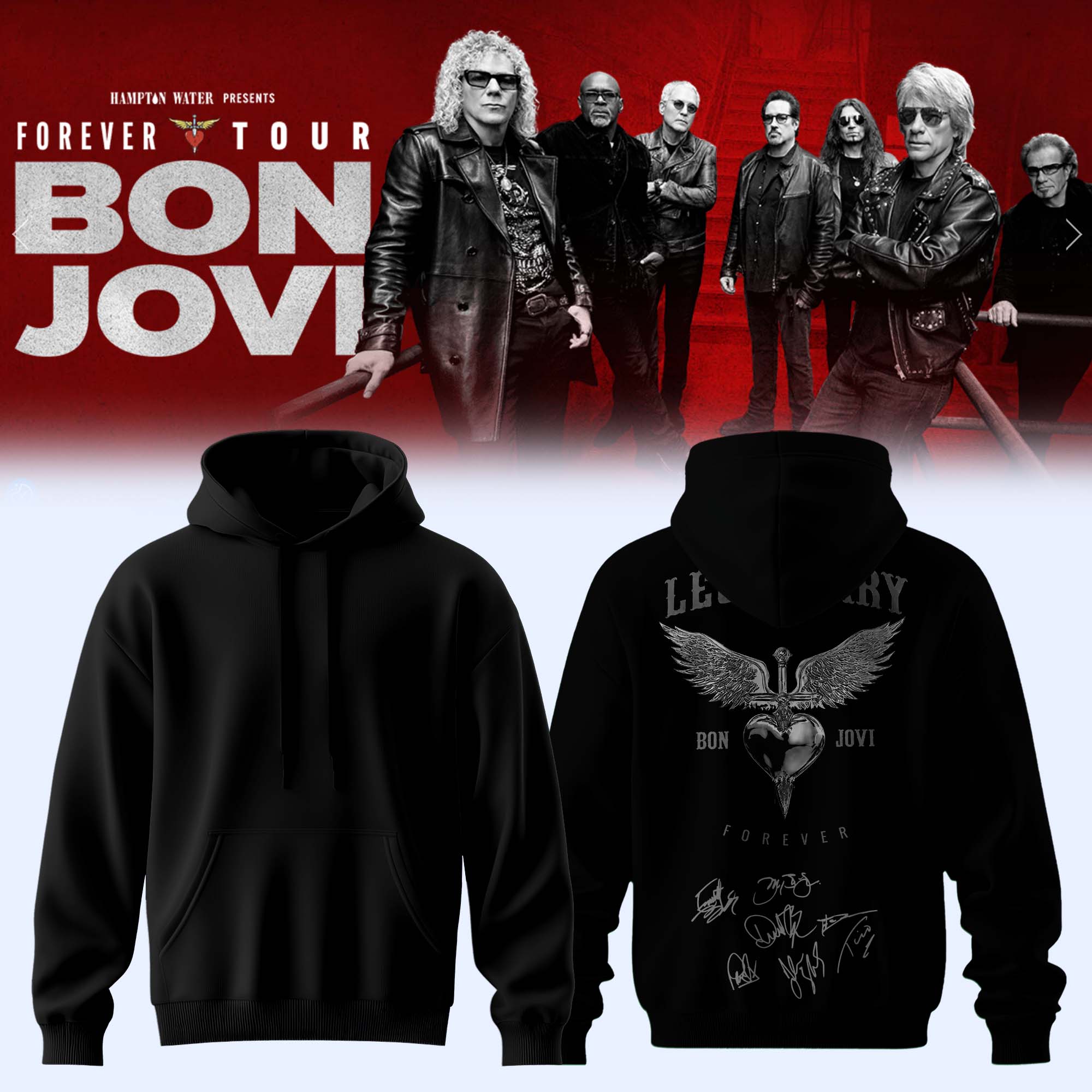 Bon Jovi Forever Tour Signature Collection Premium Fan Hoodie Edition