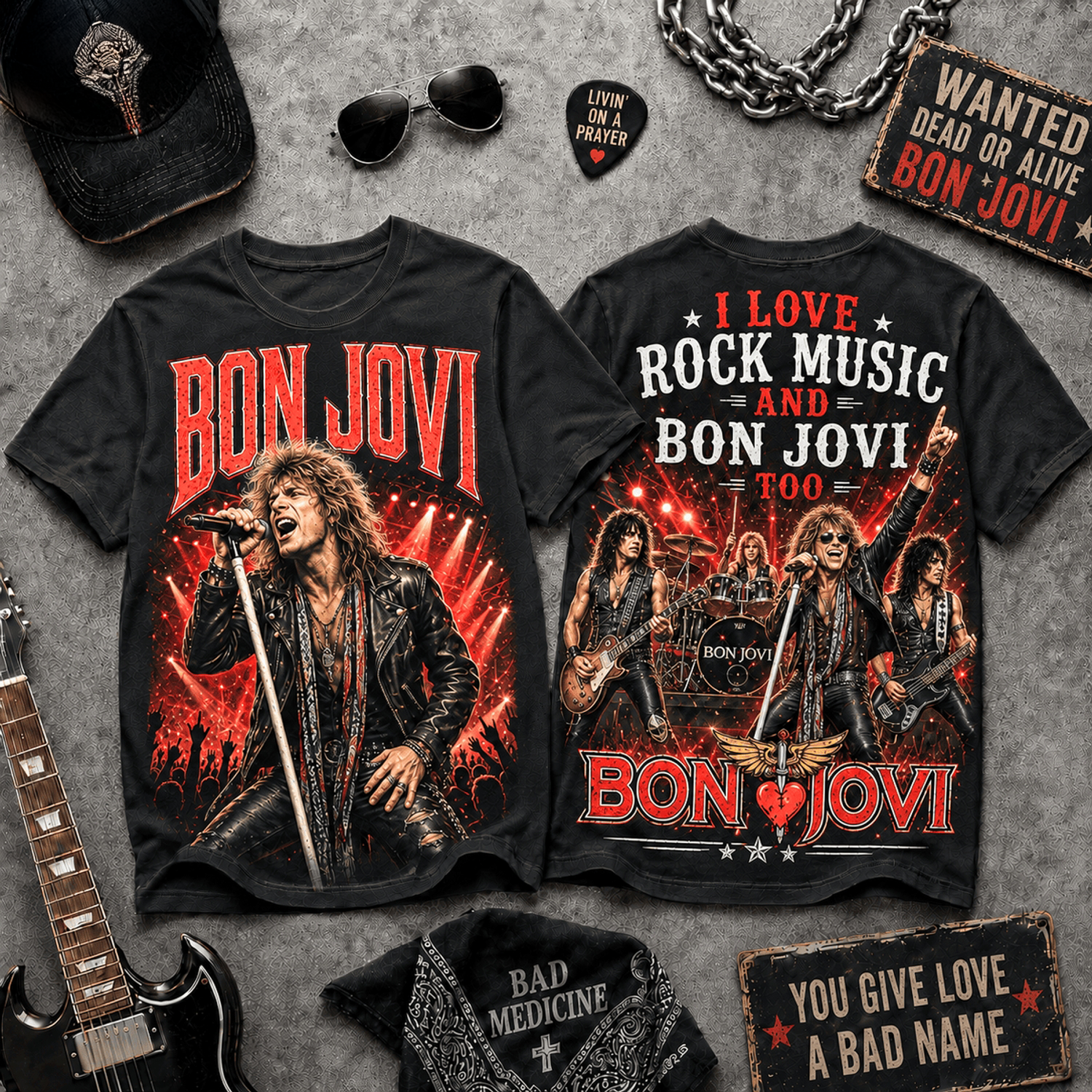 Bon Jovi Livin On A Prayer Rock Legend Graphic T Shirt