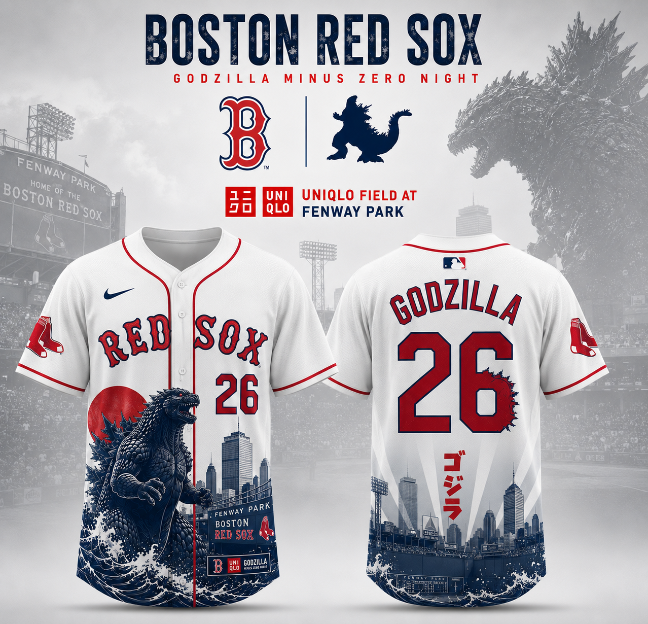 Boston Godzilla Minus One Limited Edition Baseball Jersey
