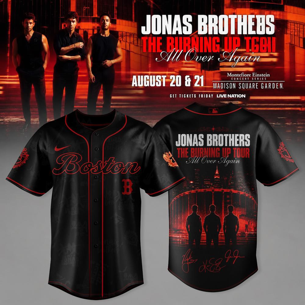 Boston Red Sox Jonas Brothers The Burning Up Tour 2026 Baseball Jersey 1 - Unicasport Boston Red Sox Jonas Brothers The Burning Up Tour 2026 Baseball Jersey