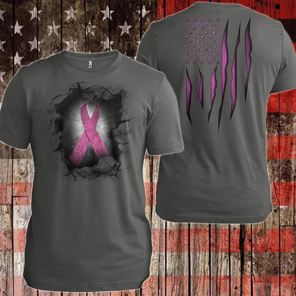 Breast Cancer Ribbon Shirt Breast Cancer Flag Patriotic TShirt Gifts For Best Friend