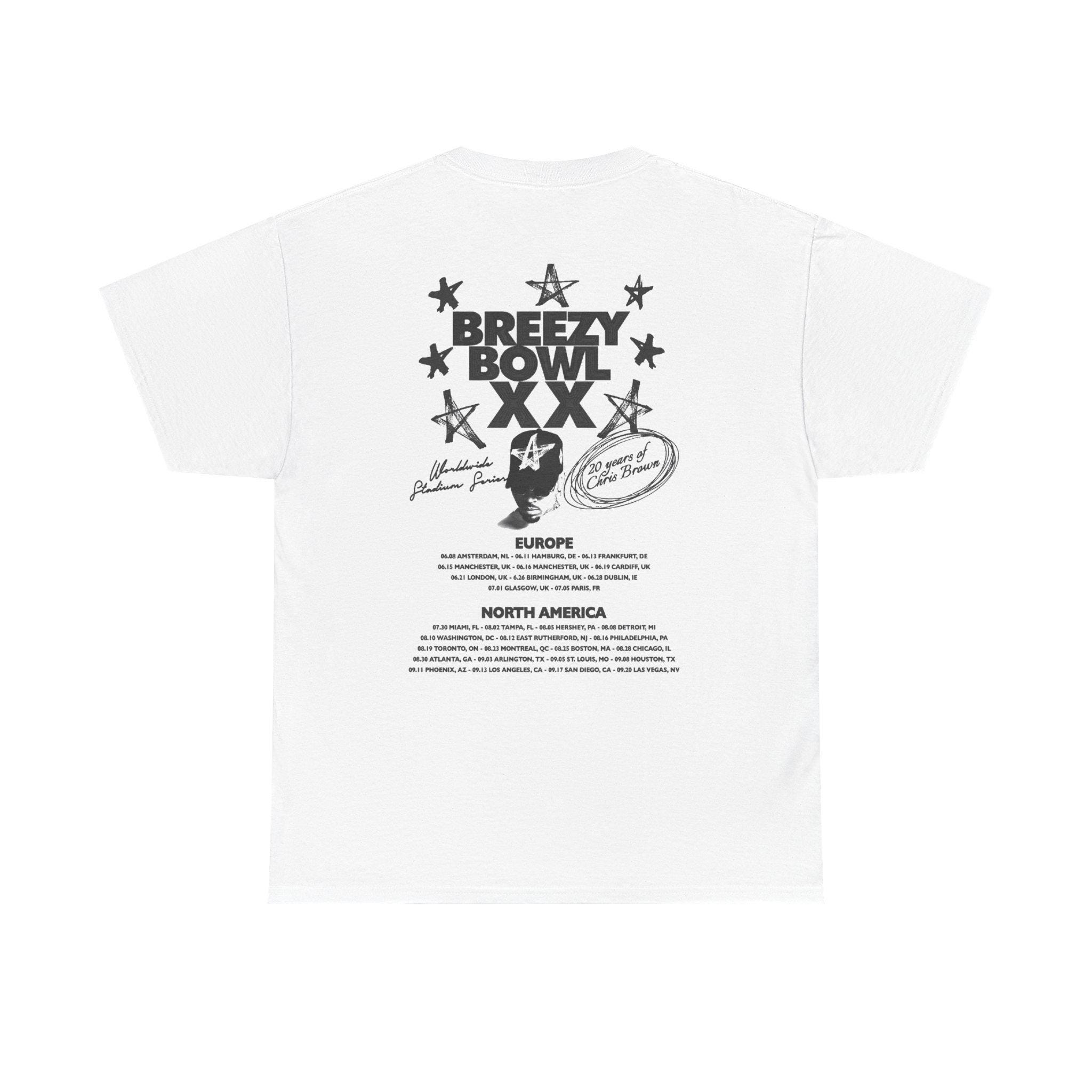 Breezy Bowl XX Tour 2 sided B&W T-Shirt, Chris Brown Album Shirt, Chris Brown Fan Gift, Chris Brown Merch