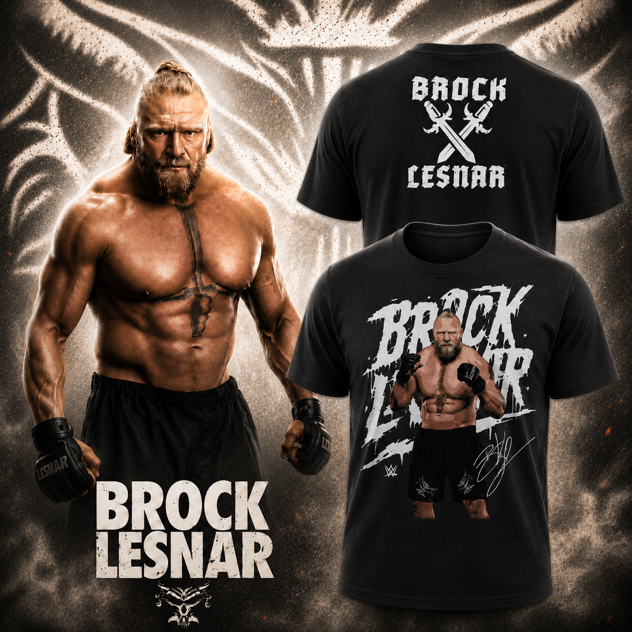 Brock Lesnar FAF5 Graphic T Shirt Black Red White Distressed Wrestling Fan Streetwear Tee