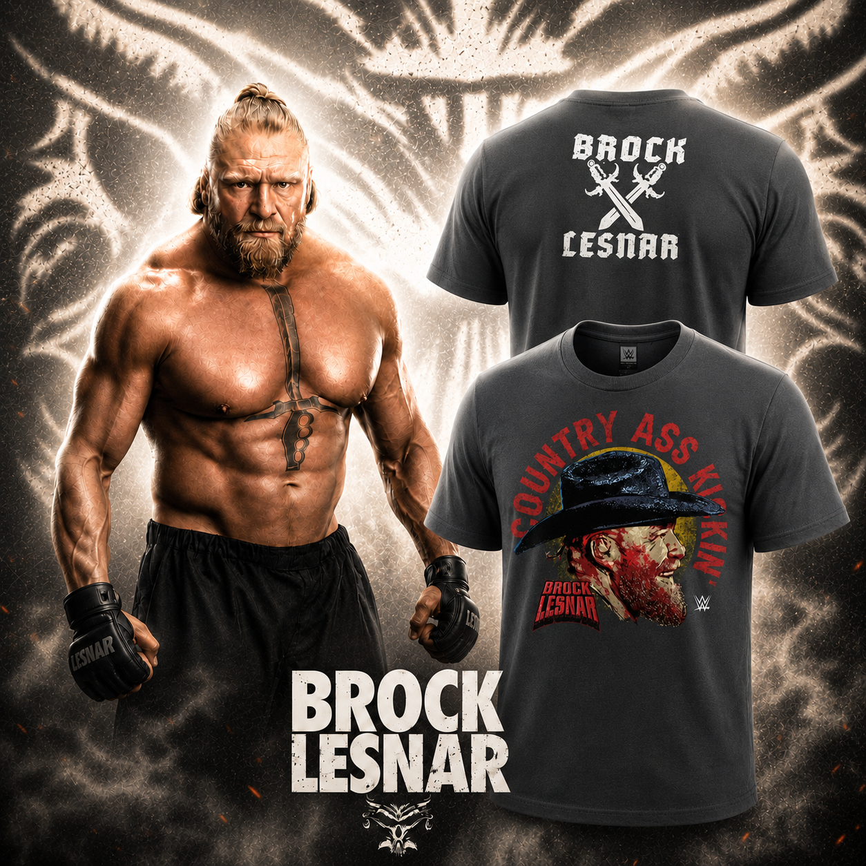 Brock Lesnar Graphic T Shirt Black Signature Style Wrestling Champion Inspired Fan Gift Apparel