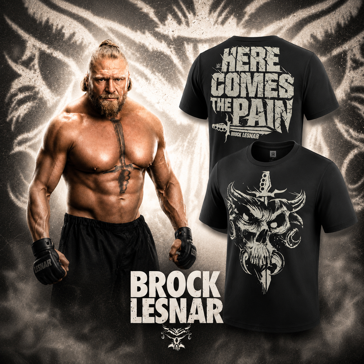 Brock Lesnar Here Comes The Pain Graphic T Shirt Black Wrestling Fan Apparel Unisex Tee Gift