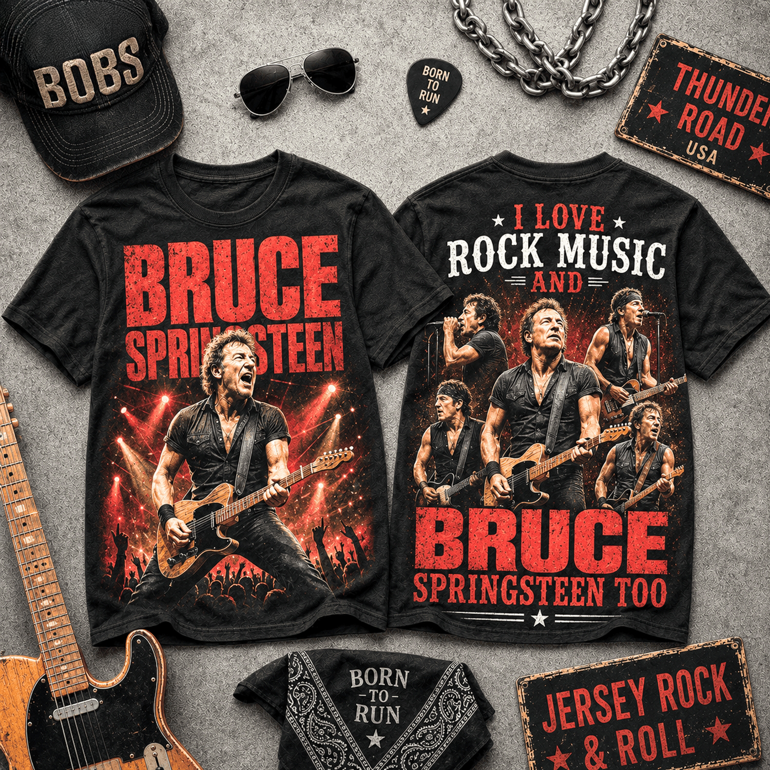 Bruce Springsteen Born To Run Rock Legend Graphic T Shirt