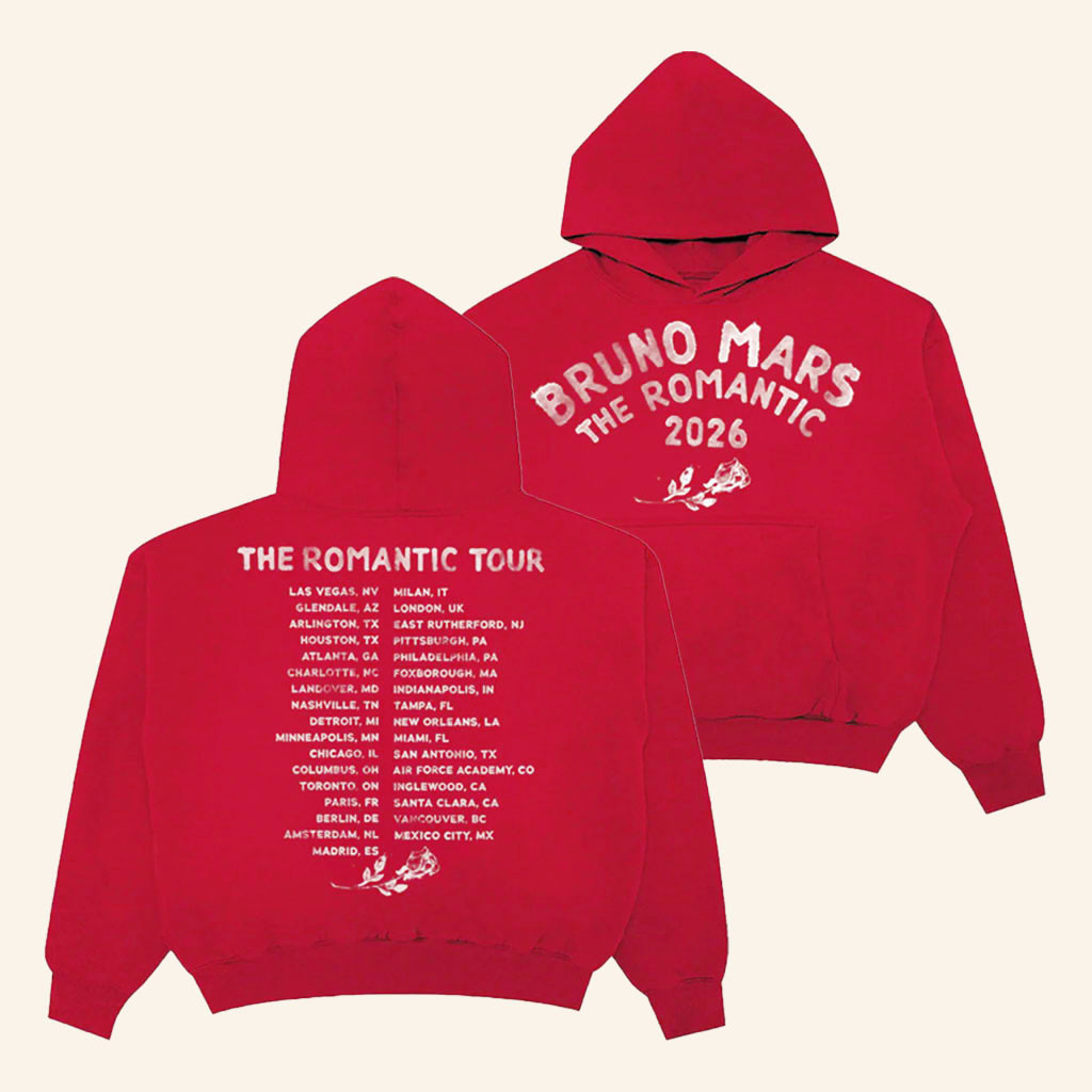 Bruno Mars Merch 2026 The Romantic Tour Hoodie Romantic Tour Merch Concert Outfits For Fans
