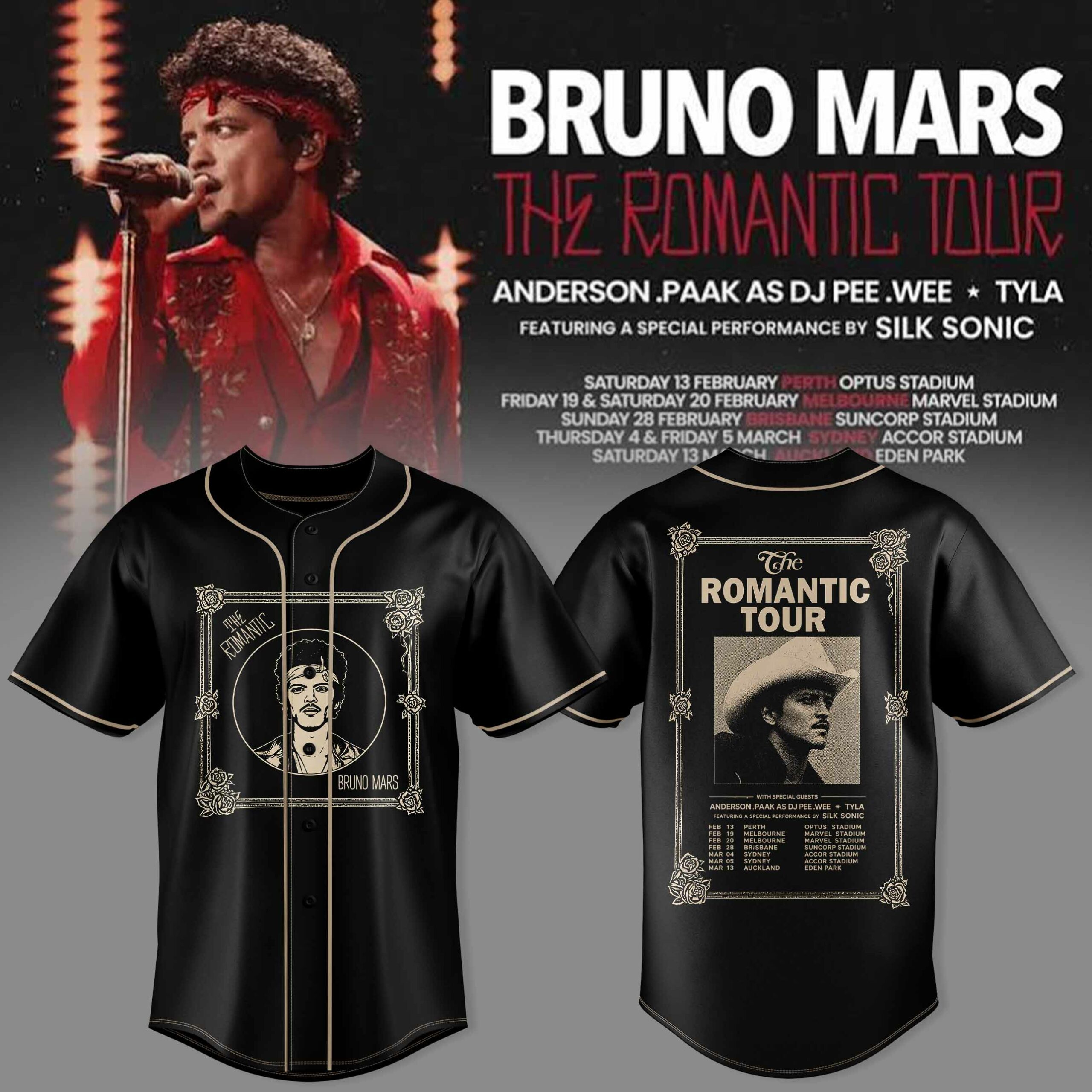 Bruno Mars Romantic Concert Tour Jersey Performance Inspired Fan Edition 1 - Unicasport Bruno Mars Romantic Concert Tour Jersey Performance Inspired Fan Edition