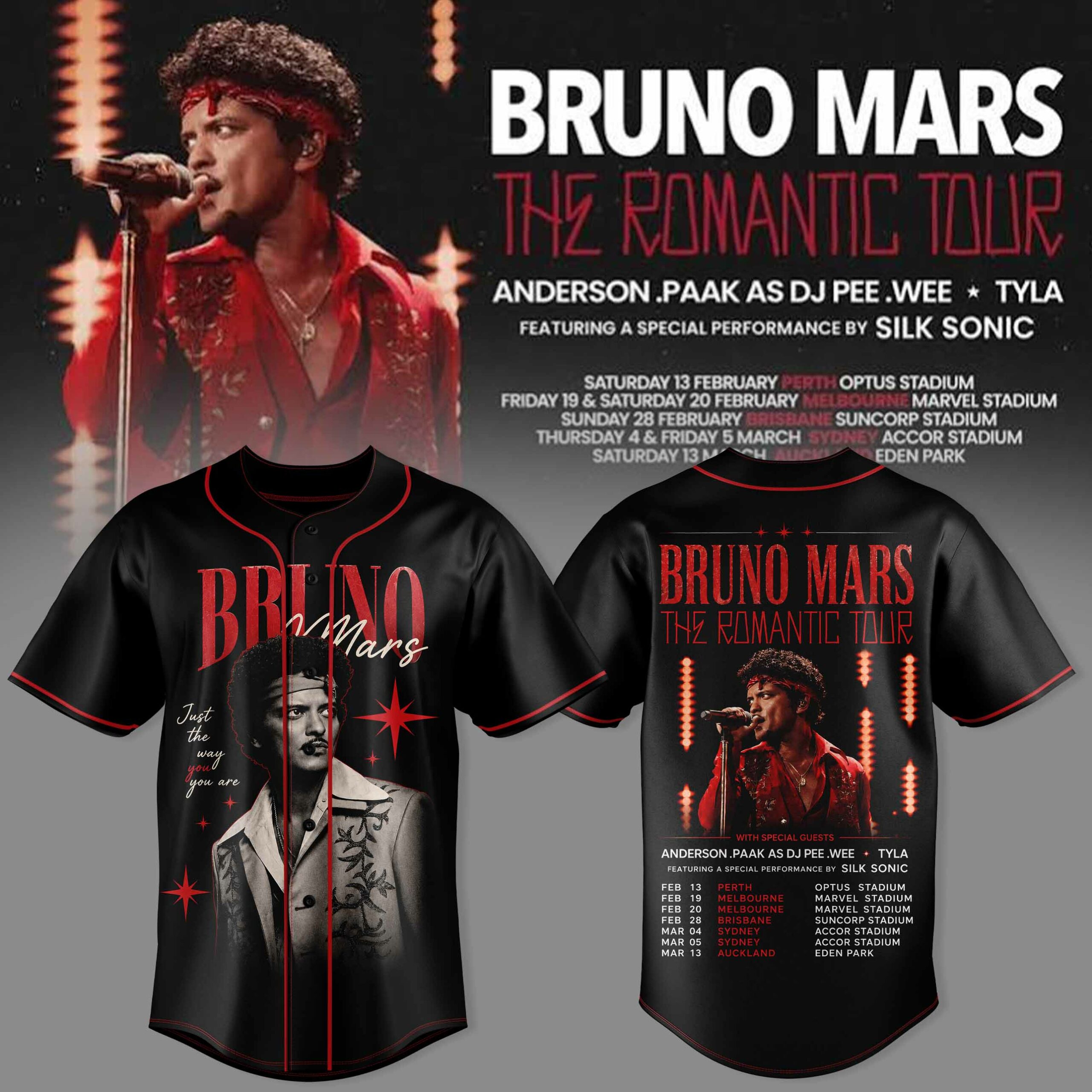 Bruno Mars The Romantic Live Tour Jersey Exclusive Music Supporter Apparel 1 - Unicasport Bruno Mars The Romantic Live Tour Jersey Exclusive Music Supporter Apparel