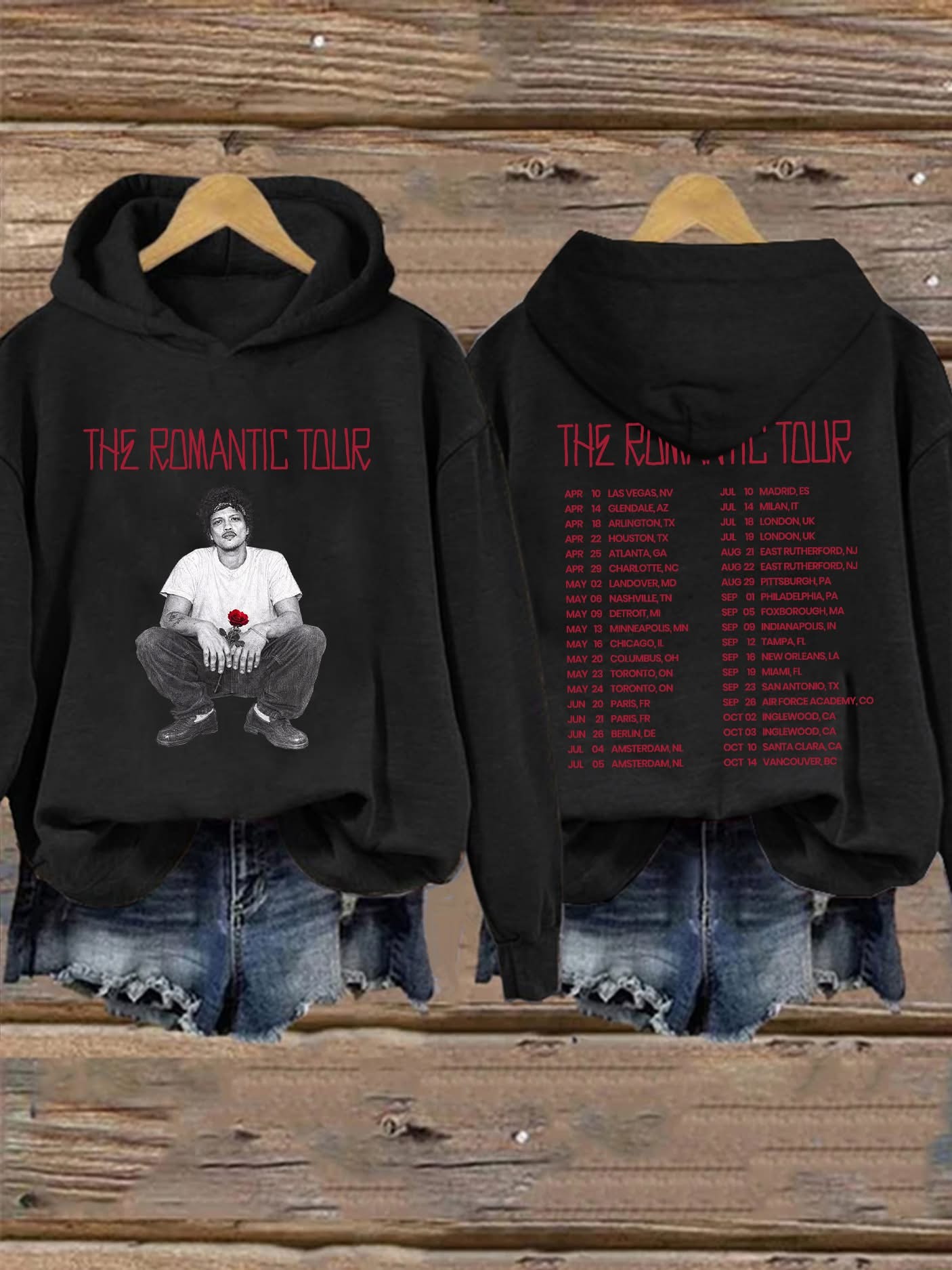 Bruno Mars Tour Merch Romantic Tour 2026 Black Hoodie Best Gift For Music Fans Merhc 2026