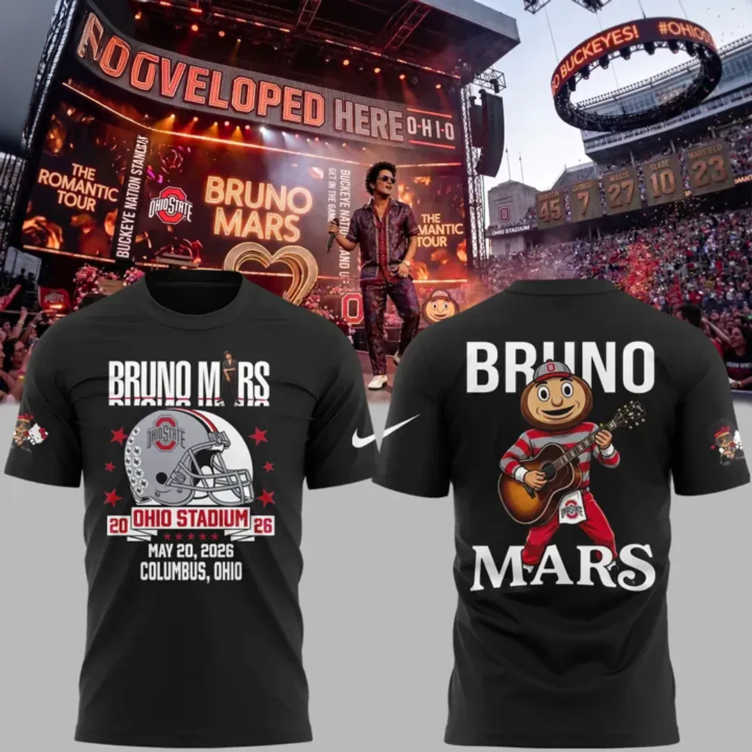 Bruno Mars x Ohio State Buckeyes The Romantic Tour Edition TShirt