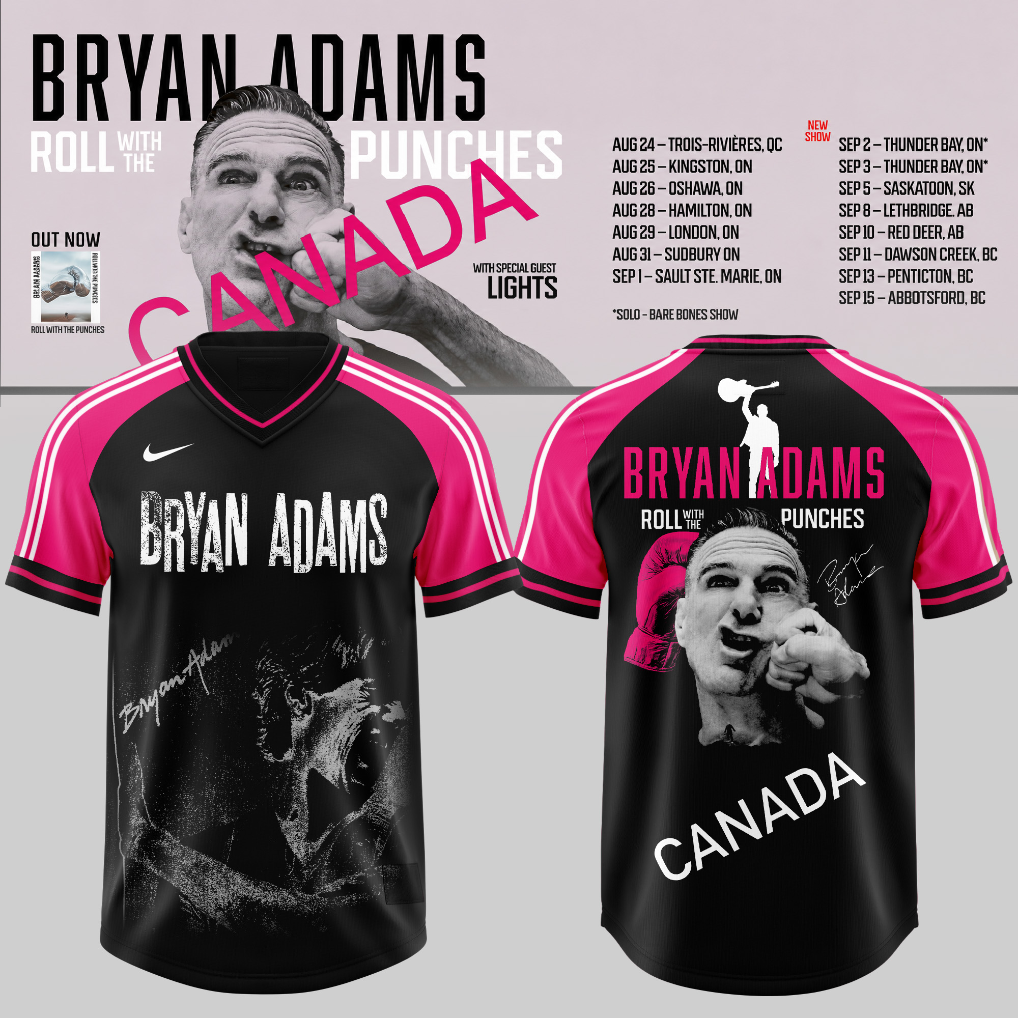 Bryan Adams Roll With The Punches Canada Tour 2026 Football Jersey Music Fan Apparel 2 - Unicasport Bryan Adams Roll With The Punches Canada Tour 2026 Football Jersey Music Fan Apparel