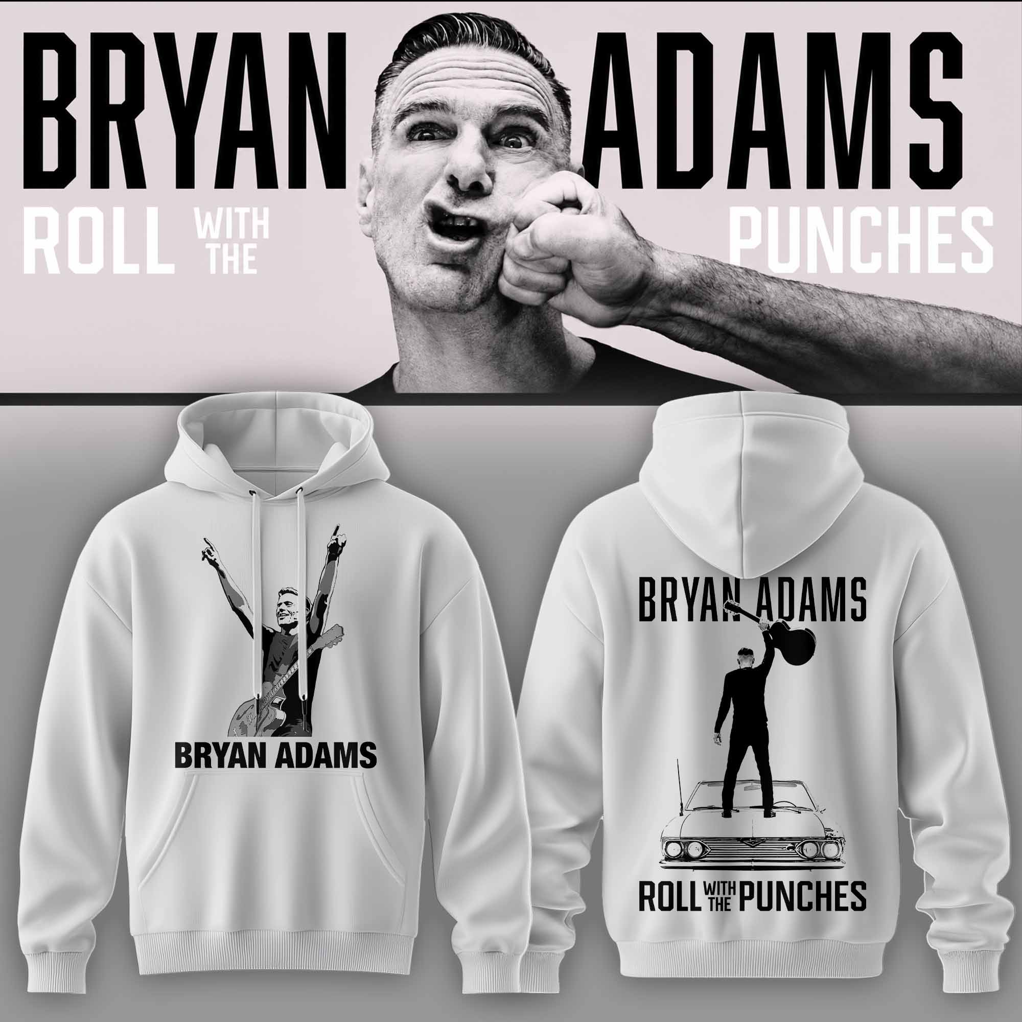 Bryan Adams Roll With The Punches Tour Premium Concert Hoodie