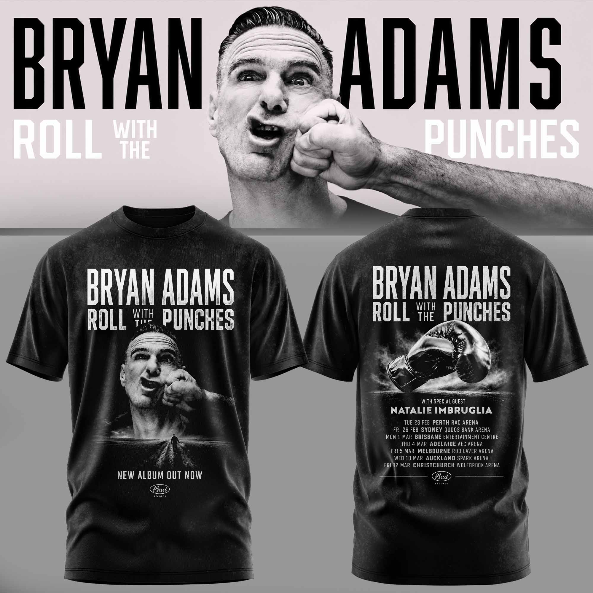 Bryan Adams Roll With The Punches Tour Signature Music Fan Tee