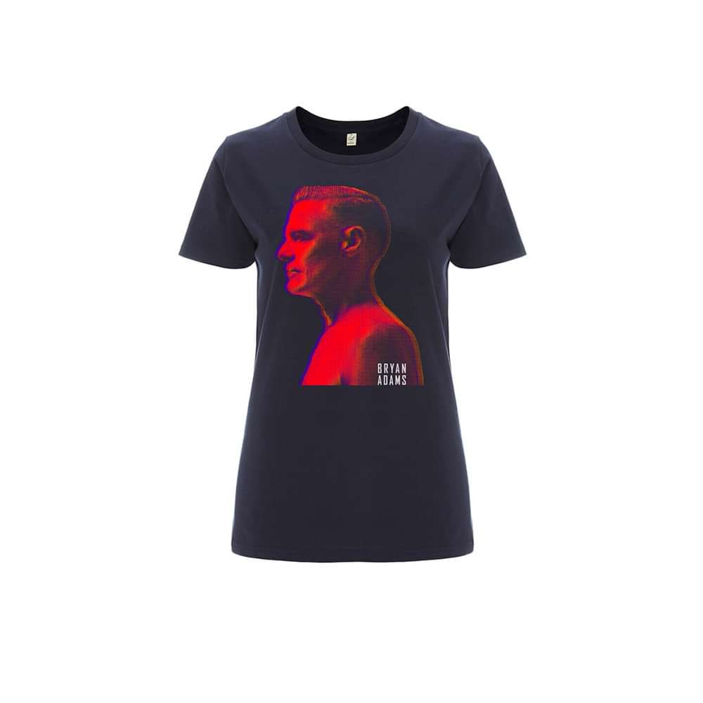 Bryan Adams Shine Offline Ladies Navy Tee, Shine Offline Tour Merch
