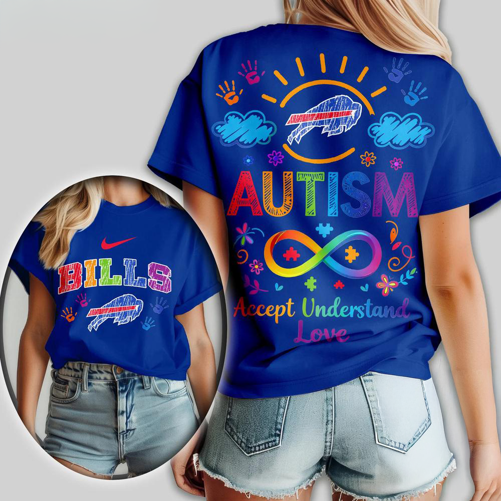 Buffalo Bills 2026 NFL National Autism Acceptance Month Design 3D T Shirt