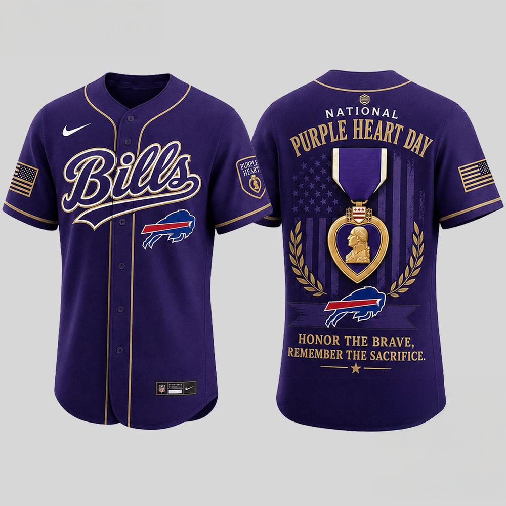 Buffalo Bills 2026 NFL Purple Heart Day Limited Edition Baseball Jersey