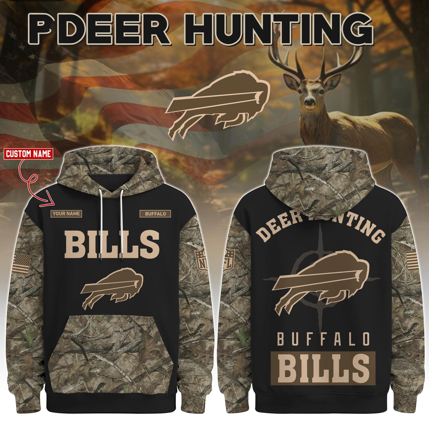 Buffalo Bills Deer Hunting Limited Edition Hoodie Â– NFL Hunting Hoodie for Fans