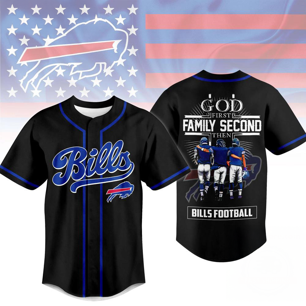 Buffalo Bills God First Family Second Faith And Brotherhood Baseball Jersey