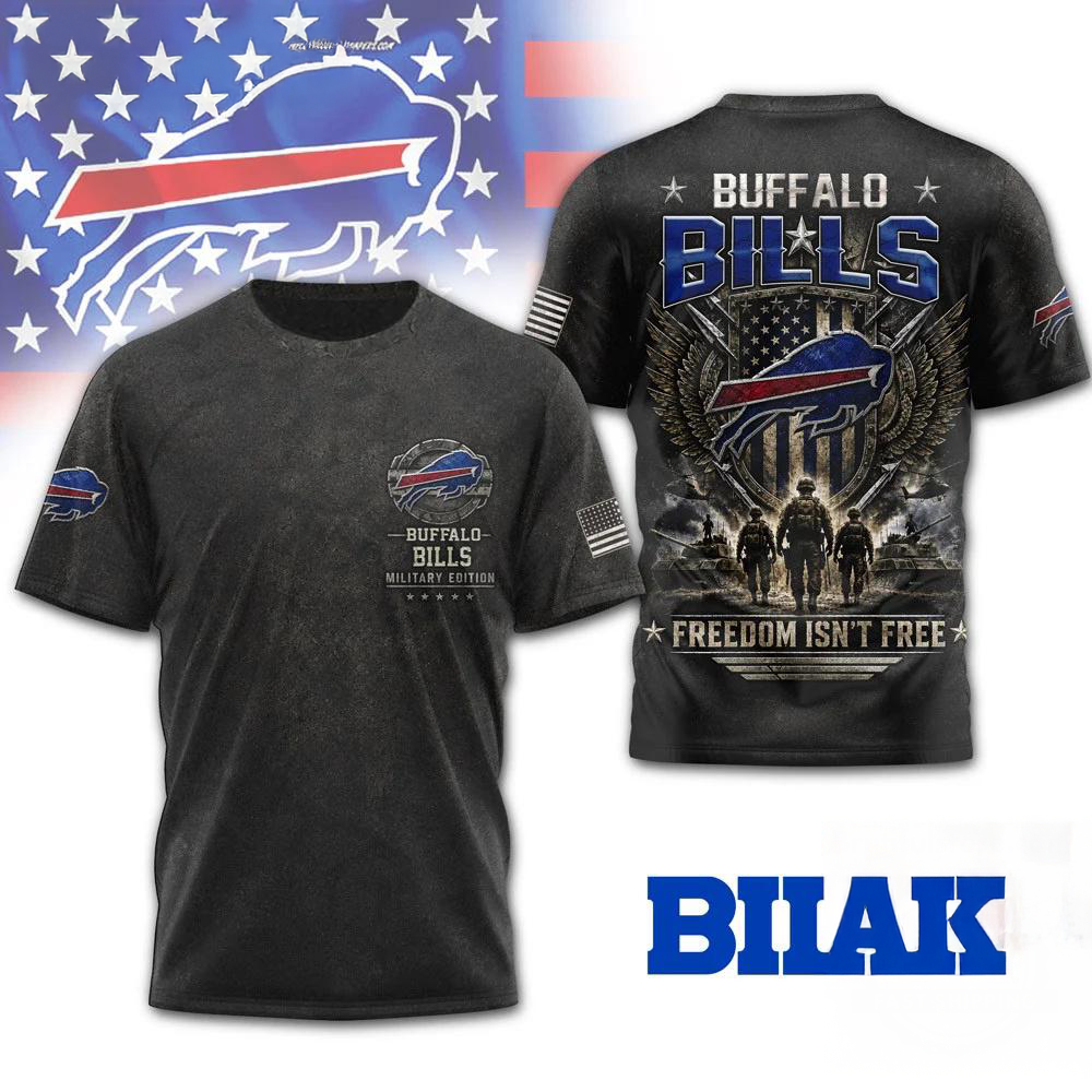Buffalo Bills NFL Freedom Team Military 3D Graphic T Shirt Football Fan Merchandise