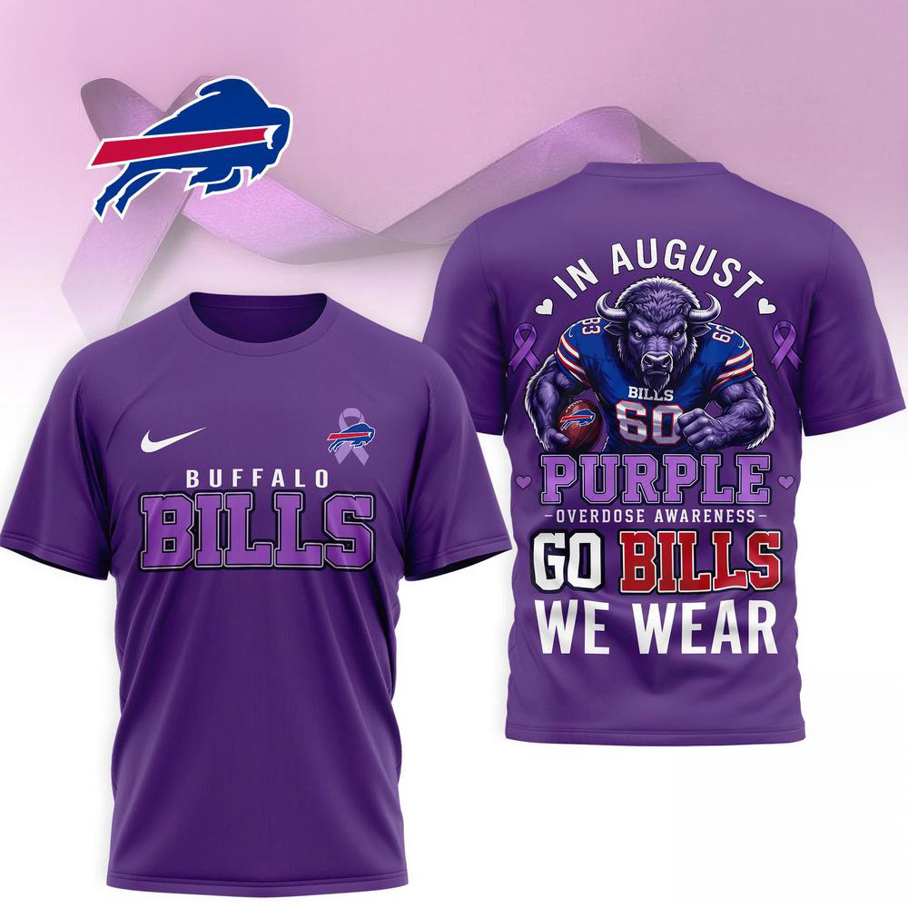 Buffalo Bills NFL In August We Wear Purple Overdose Awareness 3D Graphic T Shirt